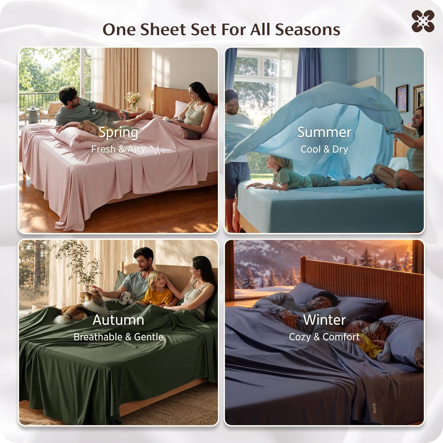 Thumbnail 5 de Bedsure King Bamboo Rayon Sheet Set, White, 4-Piece with Deep-Pocket Fitted Sheet