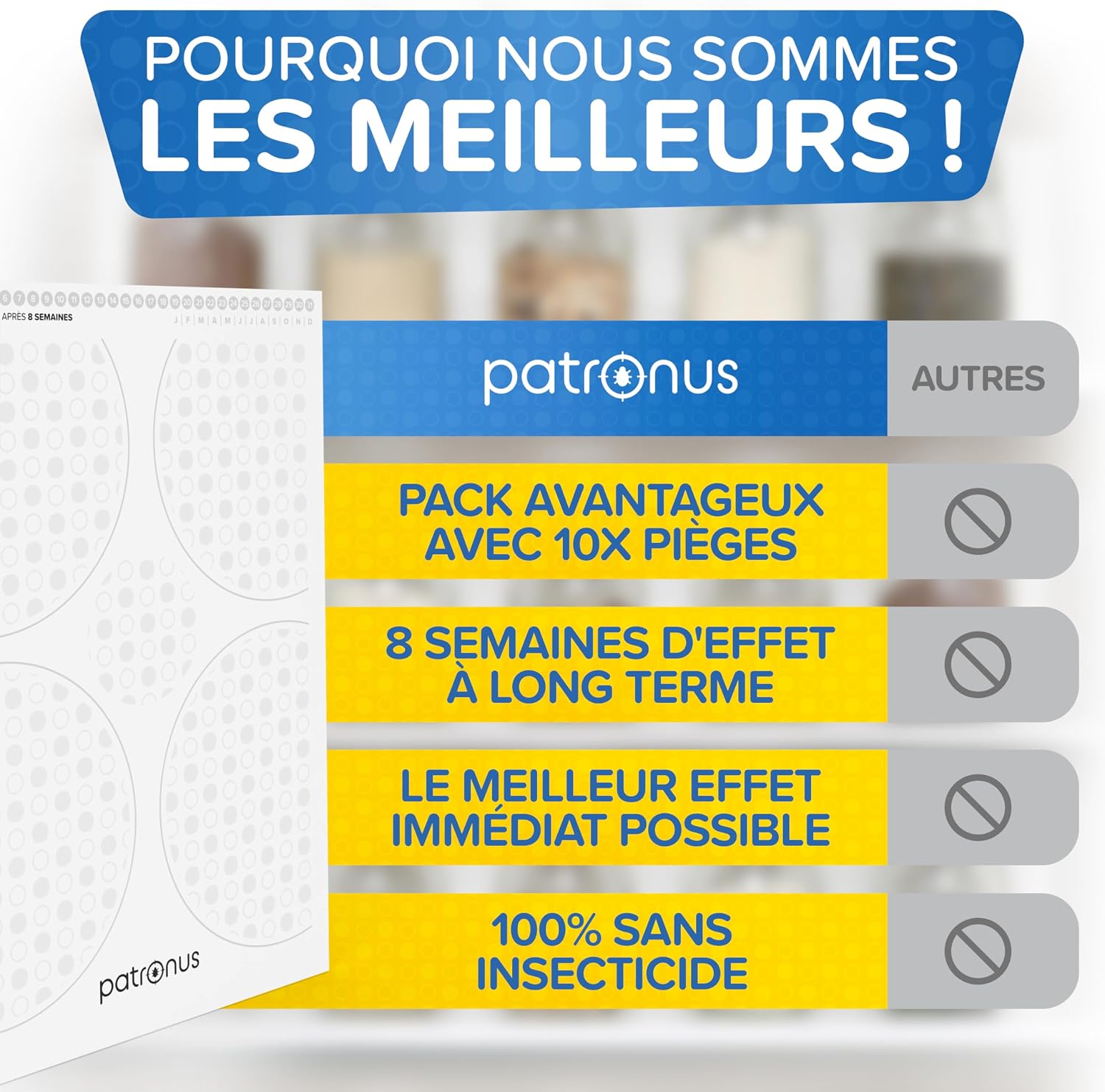 Thumbnail 6 de Piège à Mites Alimentaires Patronus – Pack avantageux de 10 pièges adhésifs à phéromone, attraction maximale