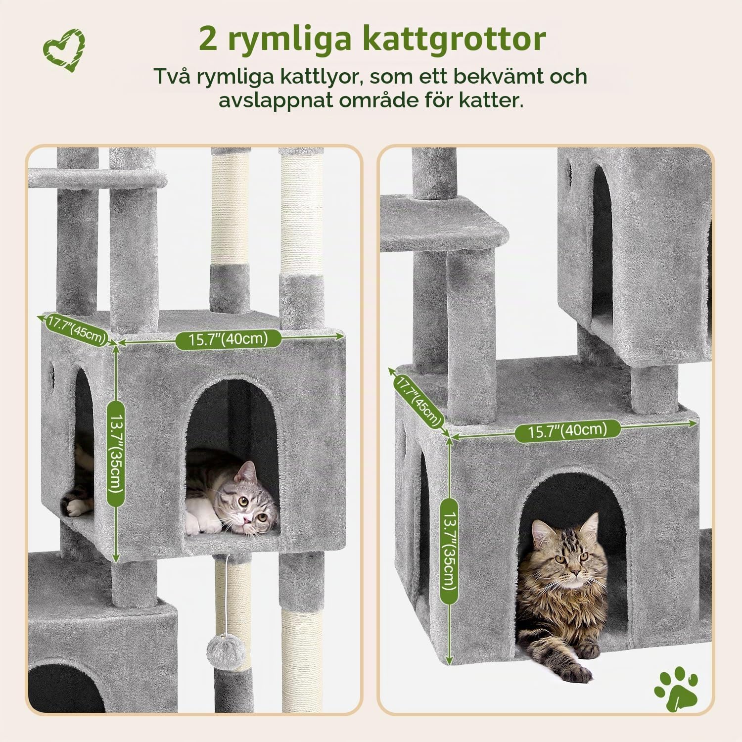 Detalle 2 de Globlazer F61 klösträd för stora katter med sisal och två katthus