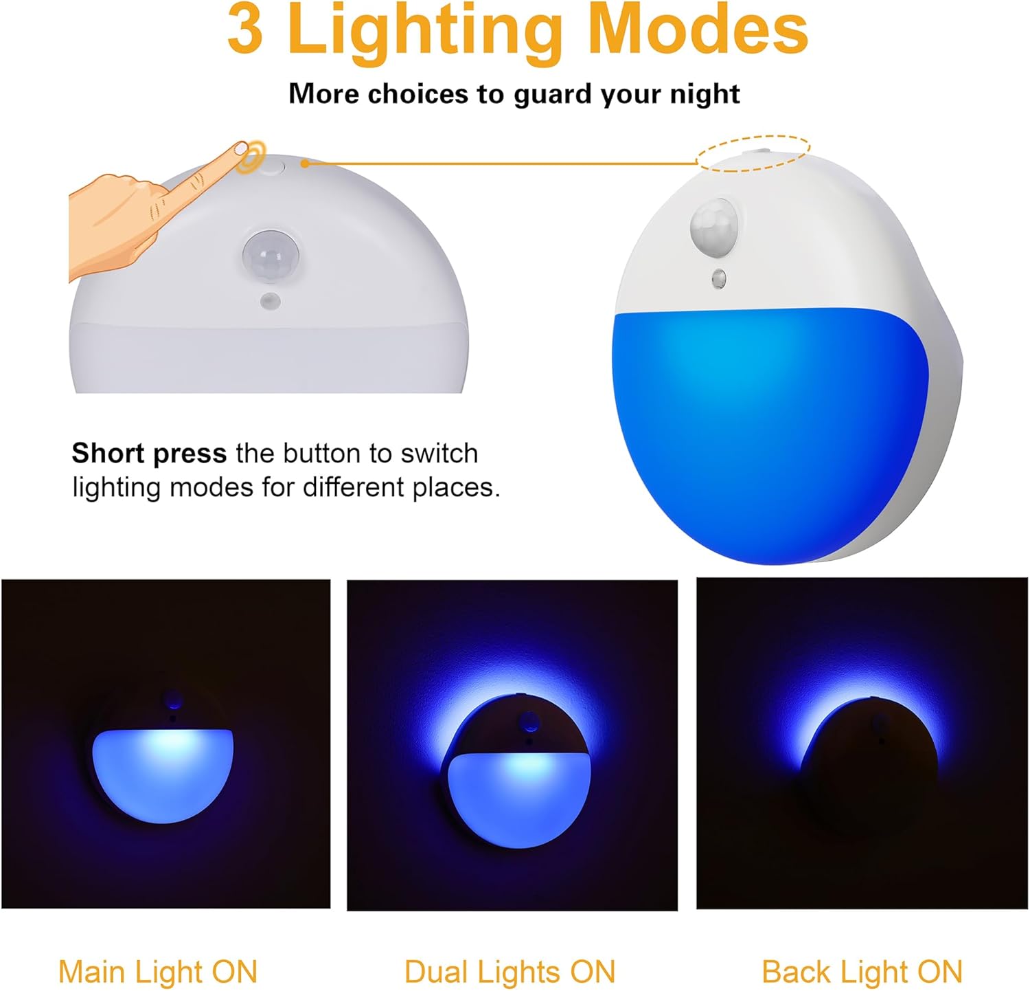 Thumbnail 3 de YUNLEX 2 confezioni di luce notturna a rilevatore di movimento blu, con regolazione continua della luminosità