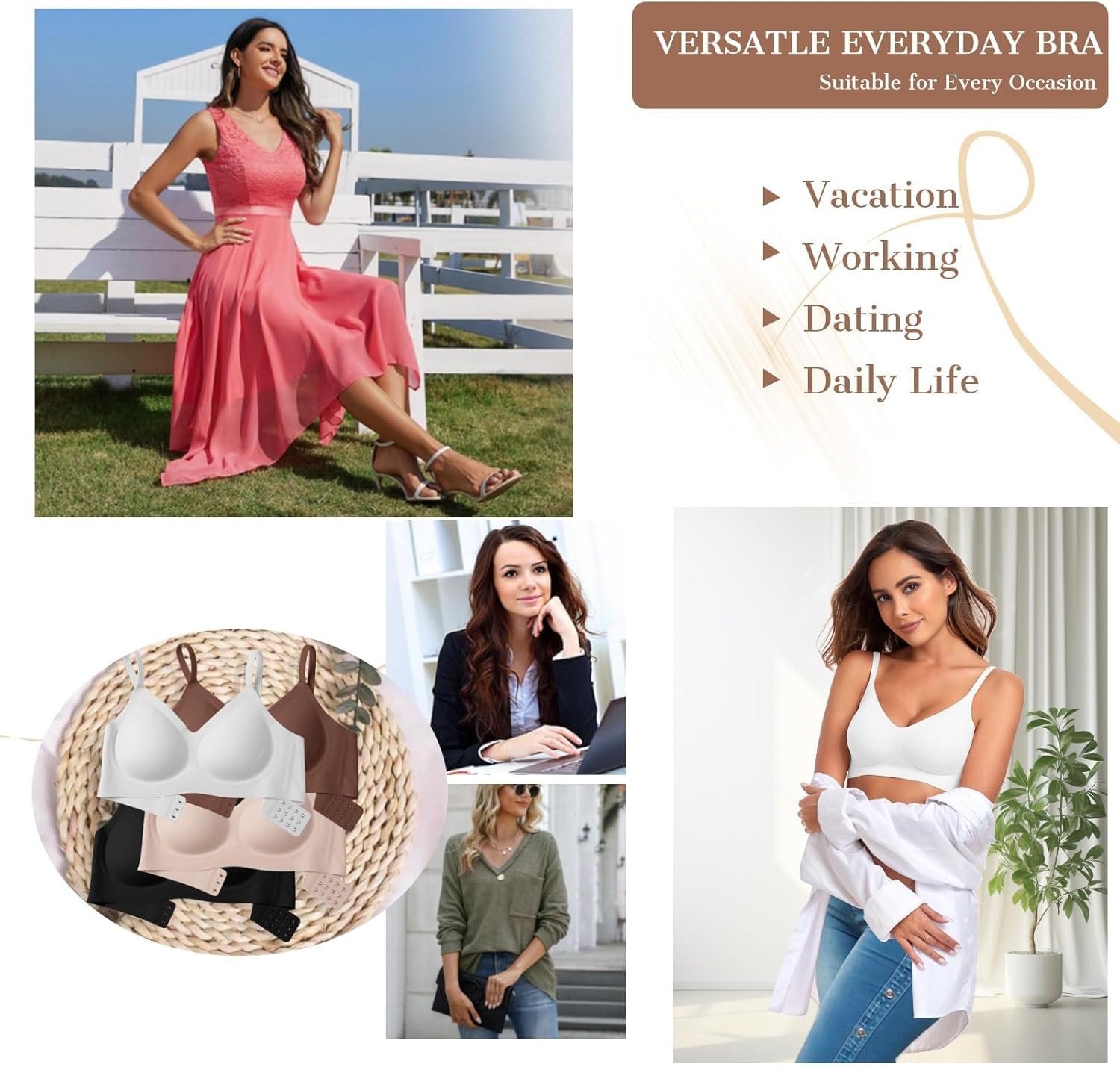 Thumbnail 5 de OEAK Women’s Wireless Jelly Bra (No Underwire) — Seamless Push-Up Lift T-Shirt Bralette