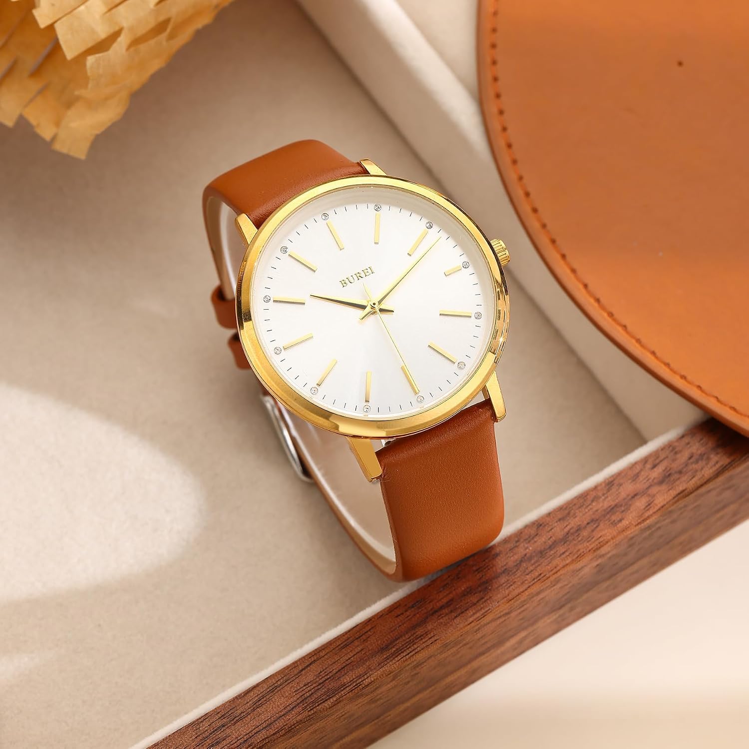 Detalle 2 de BUREI Damen Uhr Minimalistisch Analog Quarz