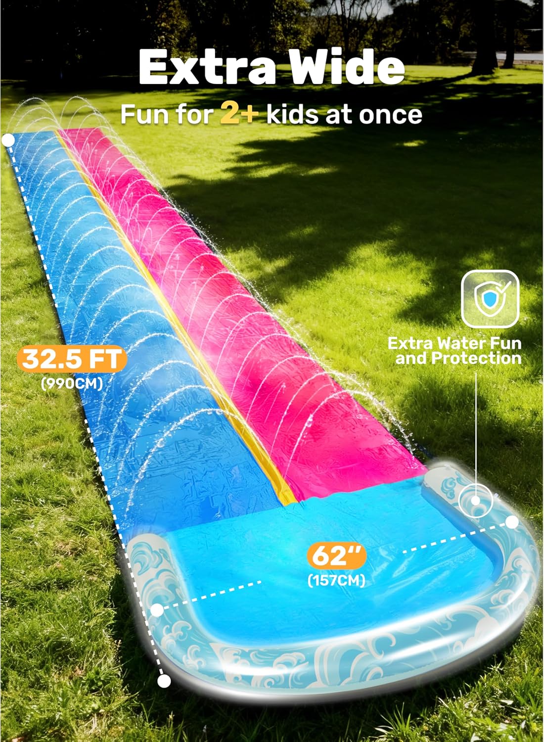 Detalle de JOYIN 32.5ft Water Slide with 2 Inflatable Boards – Double Lawn Backyard Waterslide