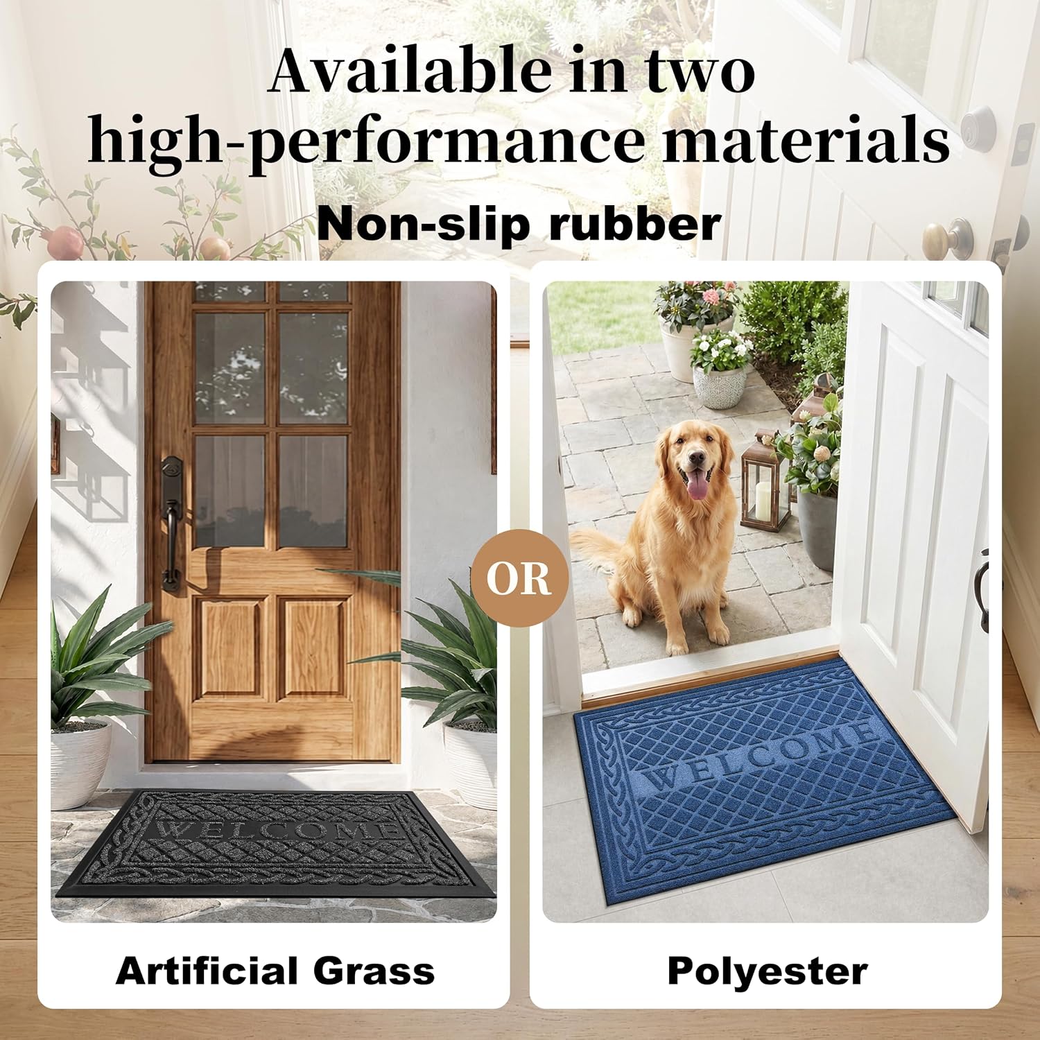 Detalle 1 de Mibao Welcome Mat, 17" x 30" Low-Profile Polyester Door Mat
