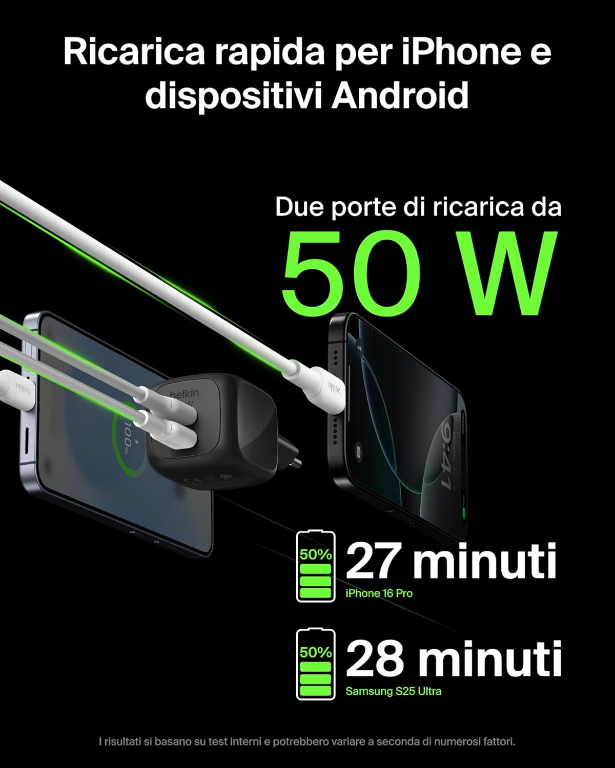 Thumbnail 3 de Belkin Caricatore USB C 2 Porte 50W