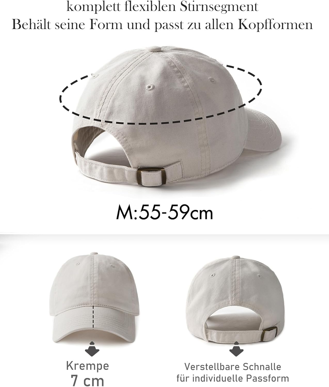 Thumbnail 3 de FURTALK Damen Vintage Basecap aus Baumwolle mit verstellbarem Schieber (2 Größen)