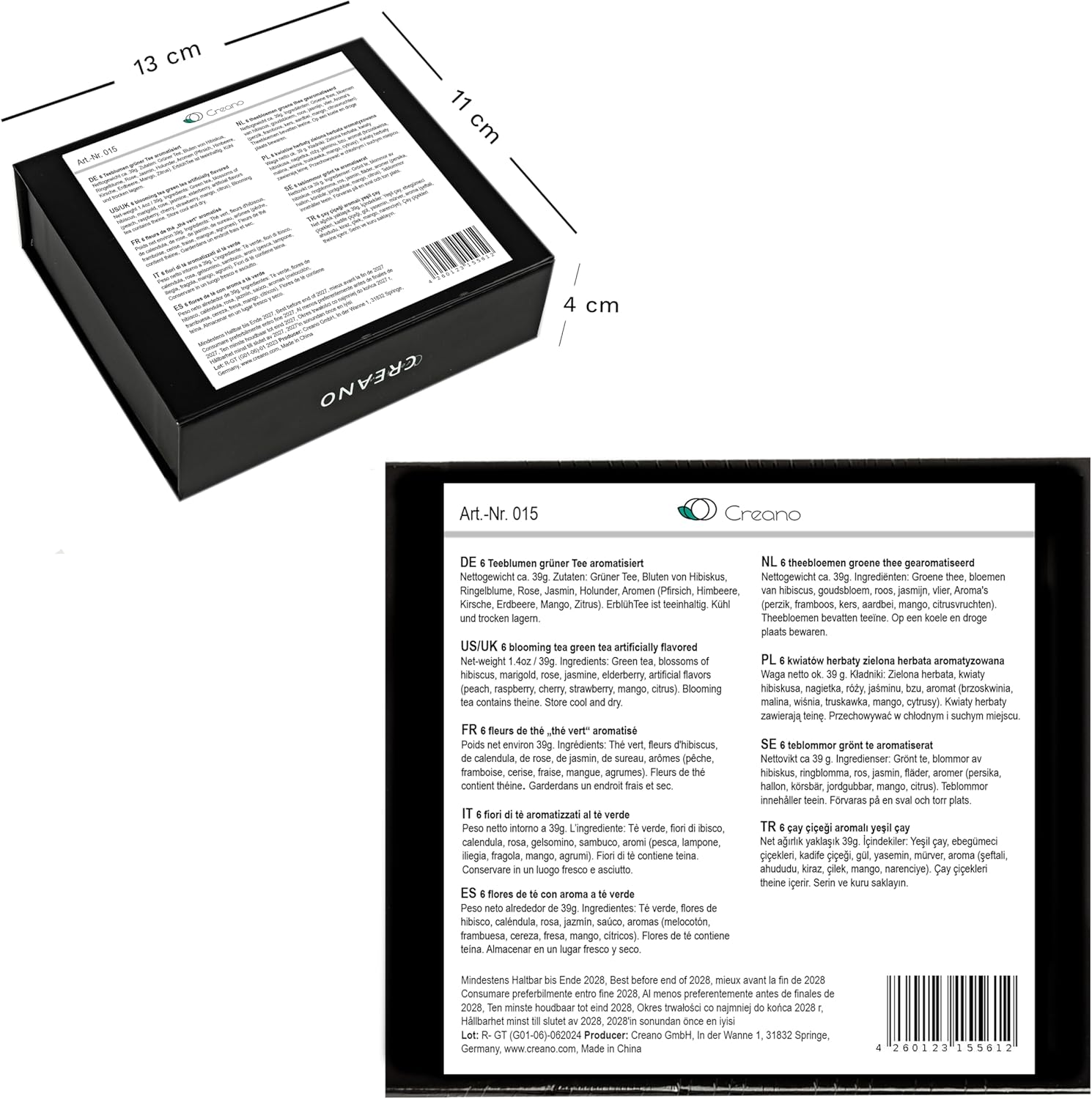 Thumbnail 4 de Creano Set Regalo 6 Fiori di Tè Verde in scatola magnetica elegante con goffratura argento