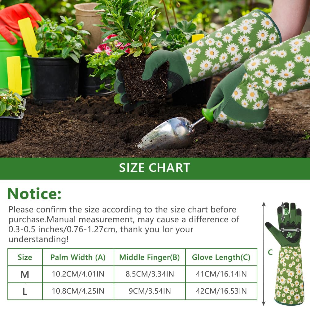 Thumbnail 1 de Ainiv Long Gardening Gloves for Women (Green Thorn Proof) – Protective lightweight gardening gloves, Large
