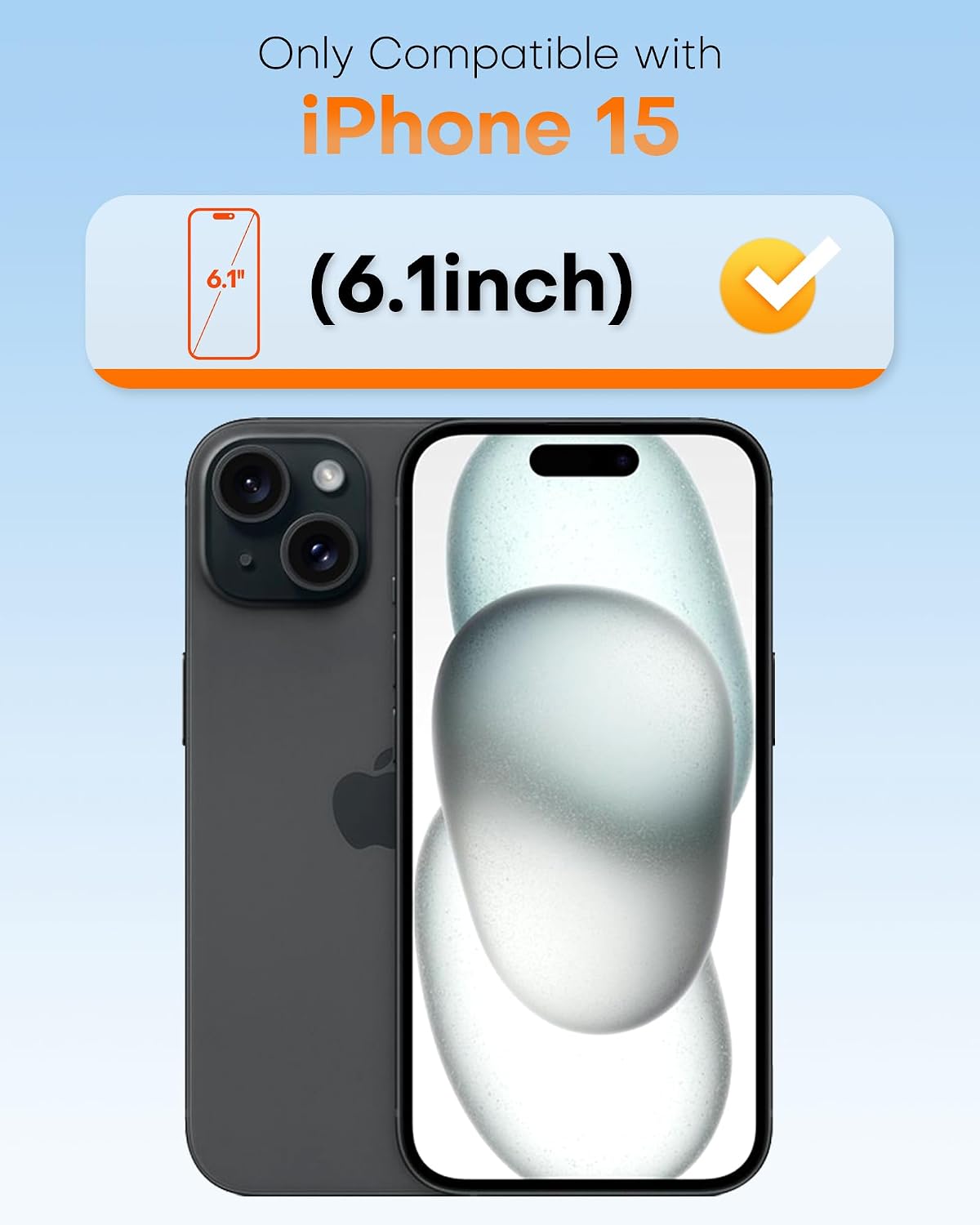 Thumbnail 1 de TOCOL 2+1 Pack for iPhone 15 Screen Protector 6.1-Inch + Camera Lens Protector