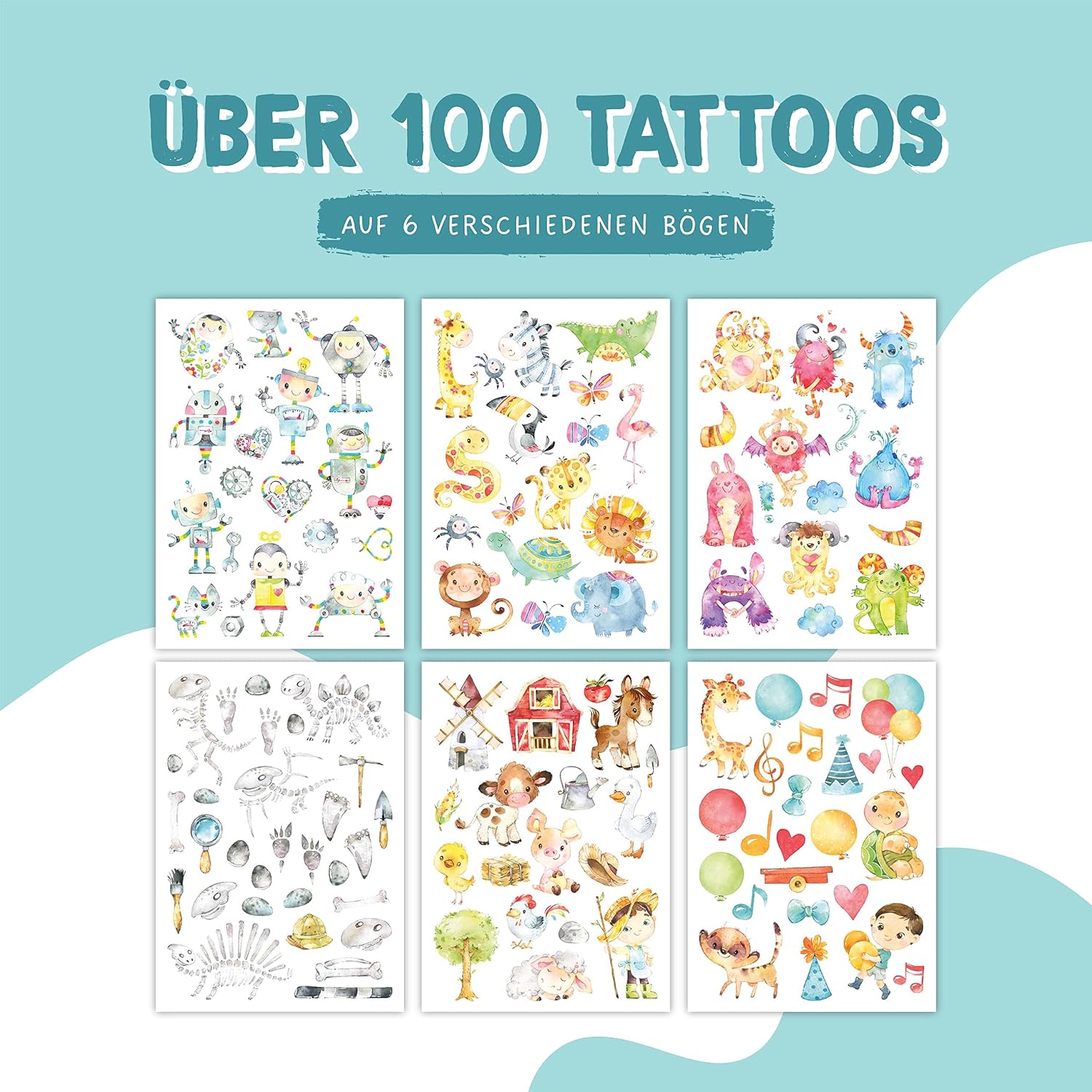Detalle de Papierdrachen 100 besonders hautfreundliche Kindertattoos – Tattoos Roboter und Monster (Set 30)