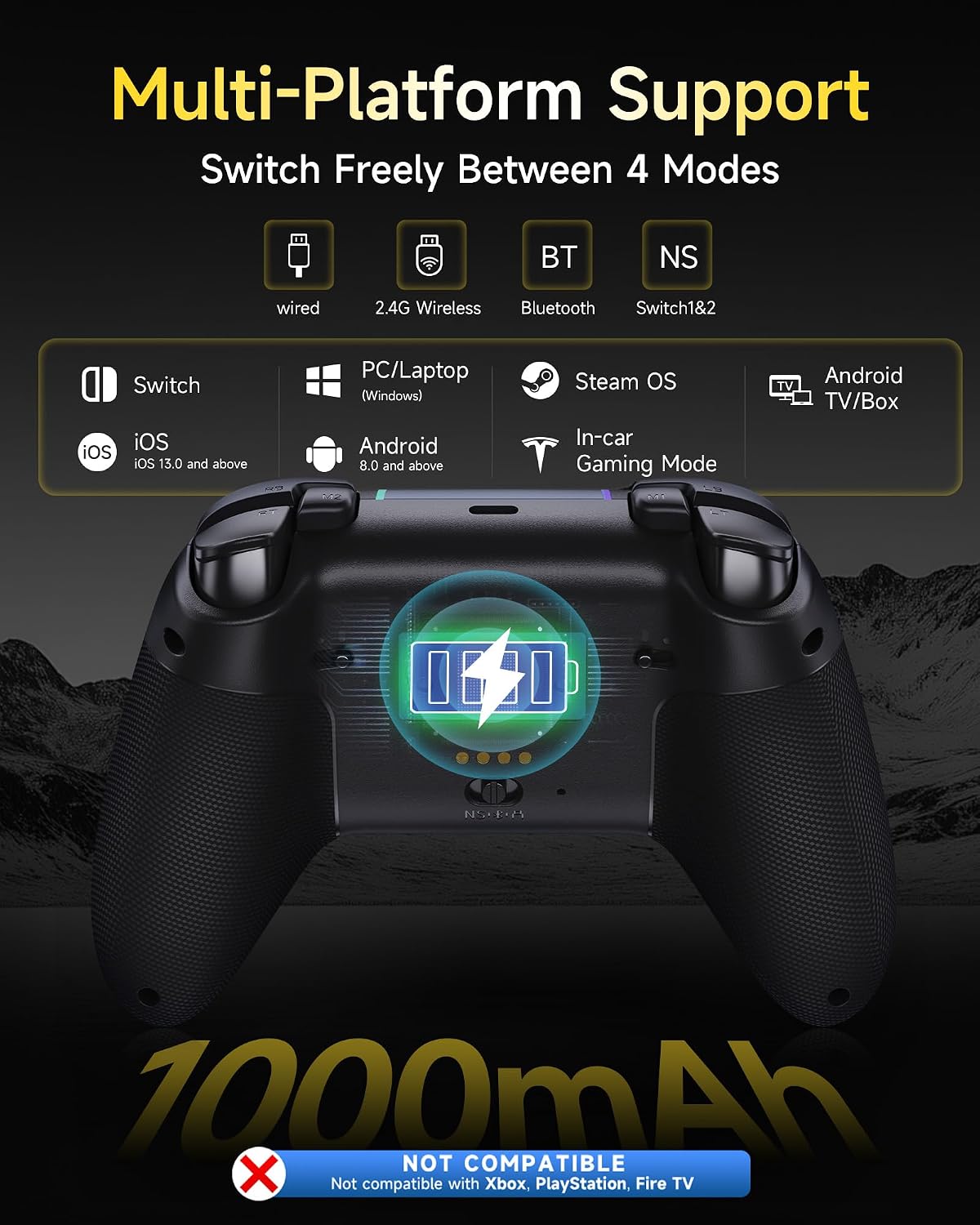 Detalle de EasySMX X05Pro Wireless Controller with Charging Dock – Versatile PC, Switch, Android & iOS Pick