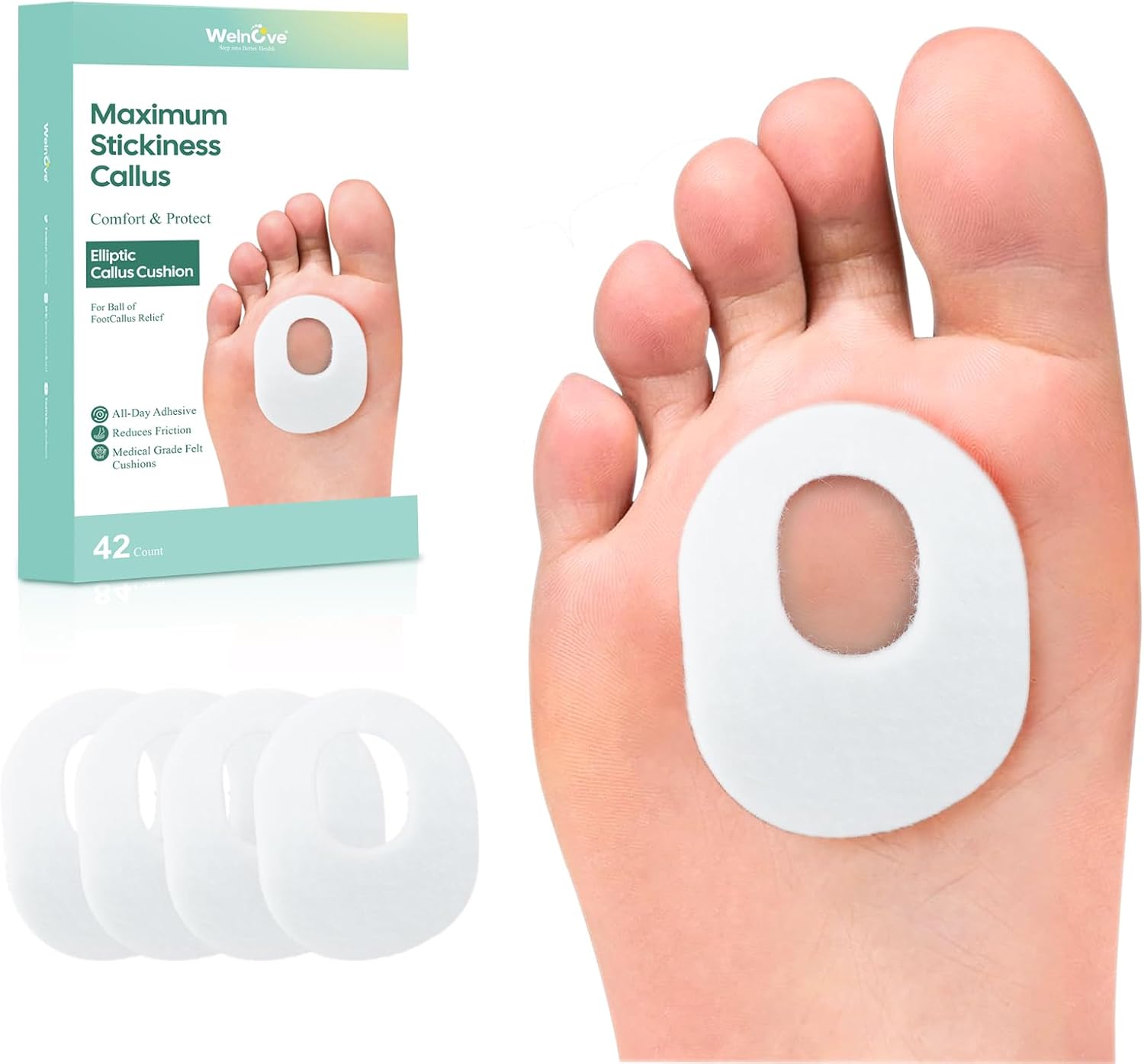 Detalle de Welnove 42pcs Callus Pad with Water-Resistant Self-Stick Adhesive