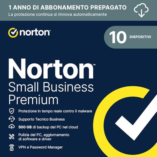 Detalle de Norton Small Business Premium – 10 dispositivi (Android/iOS) con 12 mesi e 200 GB di backup