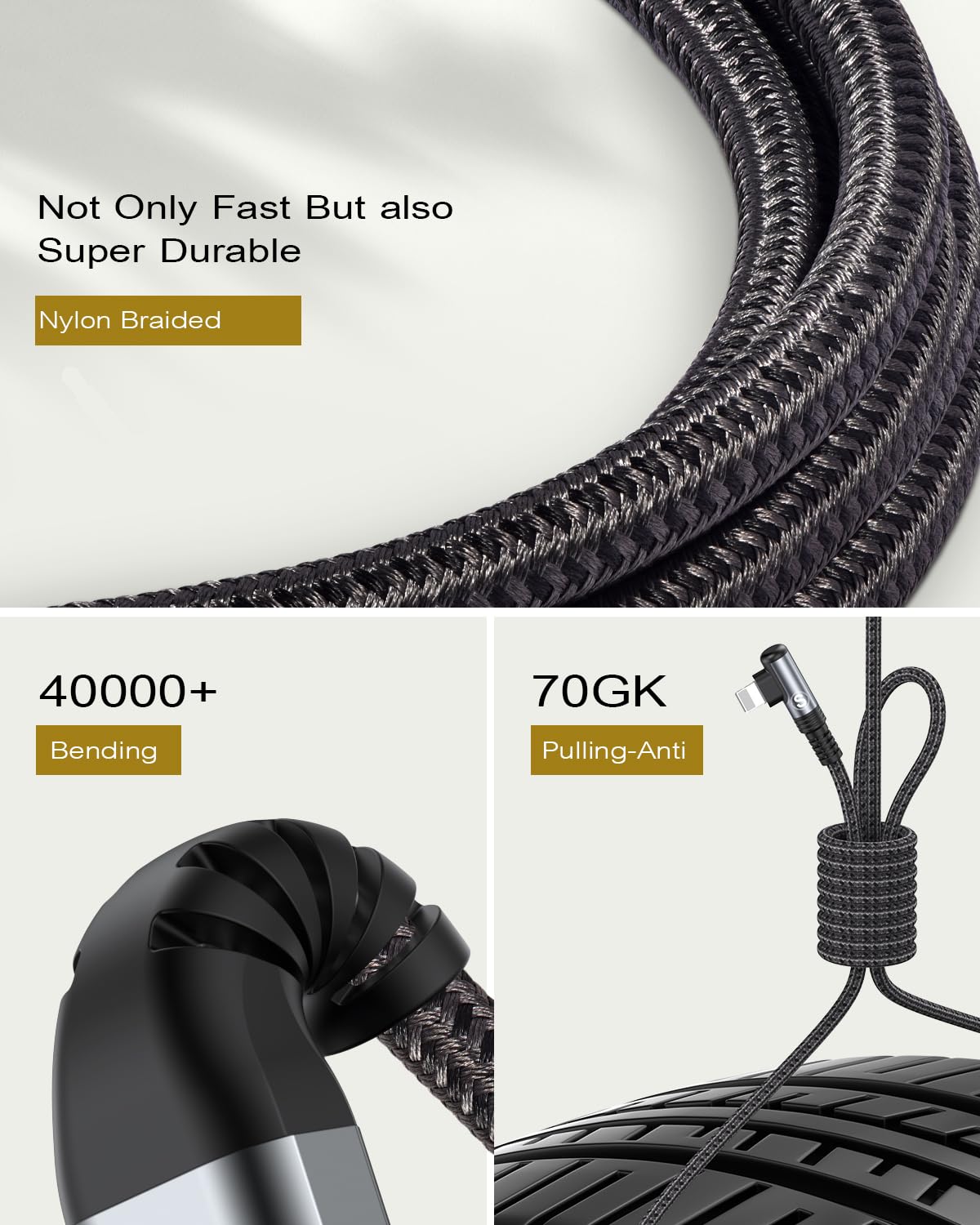 Thumbnail 6 de SWECENT 5cbef4a5-a5a2-4d24-a17d-9777e62eb9b4 USB-C to Lightning Cable, 3 m, 90°