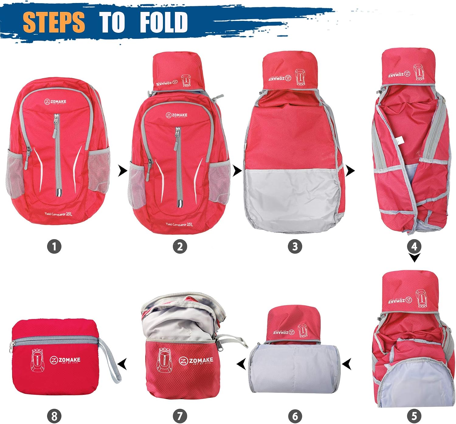 Detalle de ZOMAKE sac à dos pliable ultra-léger 25L (packable) pour randonnée, voyage et sorties