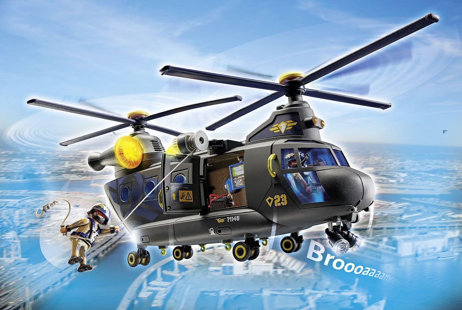 Detalle de Playmobil 71149 Tactical Unit Rescue Aircraft with Winch, Lights and Sound