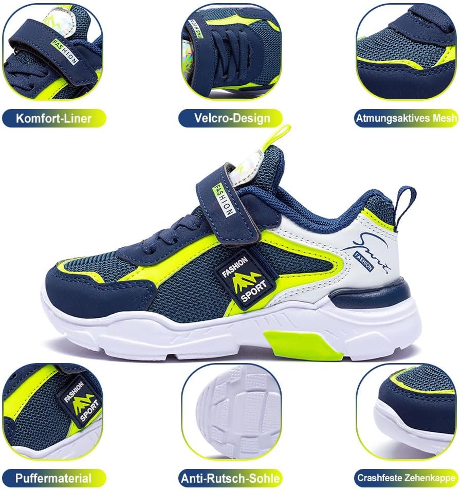 Detalle de PHMNZIP Kinder Turnschuhe – Unisex, atmungsaktiv, leicht – Modell CX6586 Grün