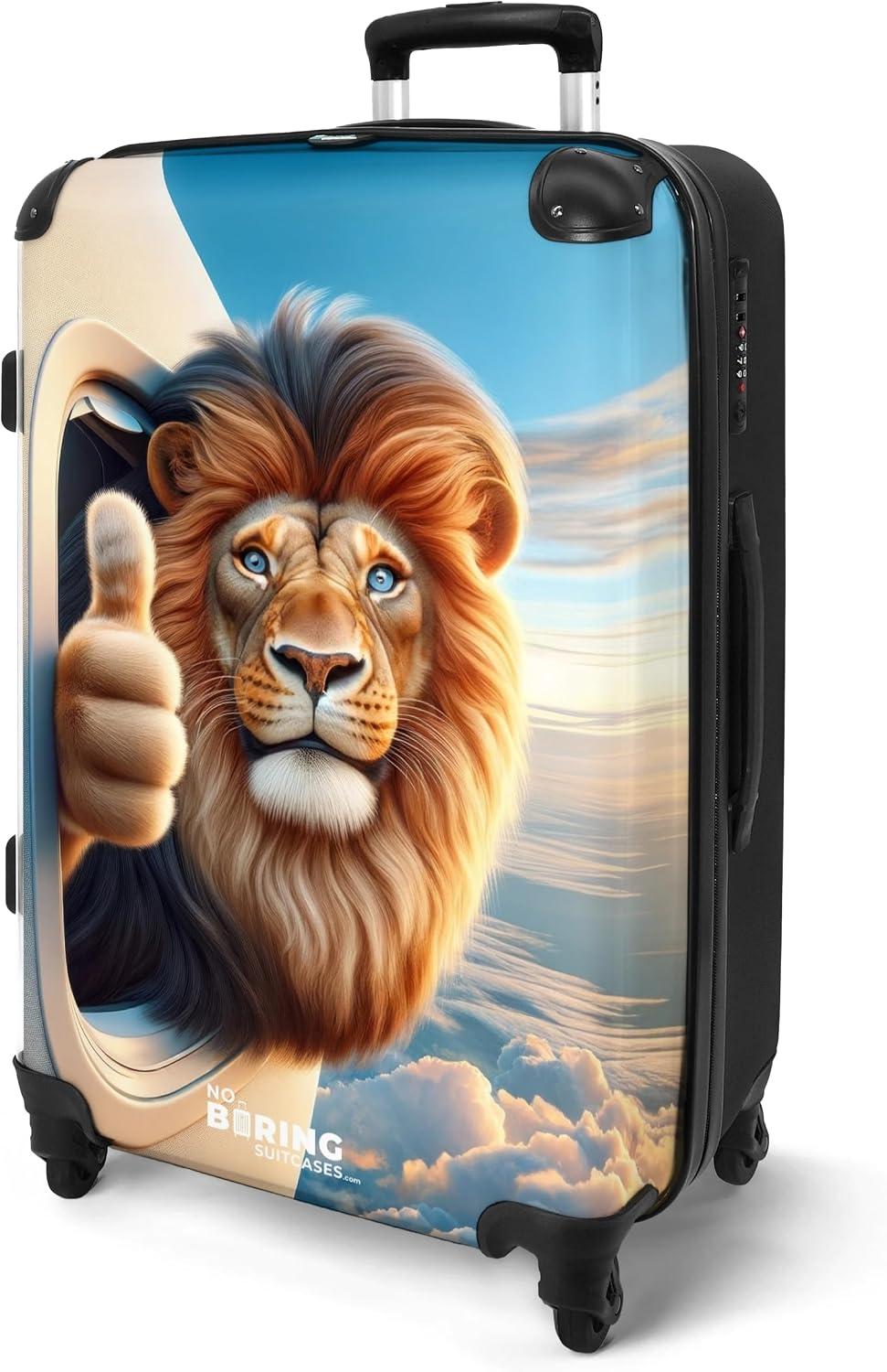 Detalle de NoBoringSuitcases.com Valigia Bambini Leone dorato-marrone con serratura TSA, 67 cm e 72 L