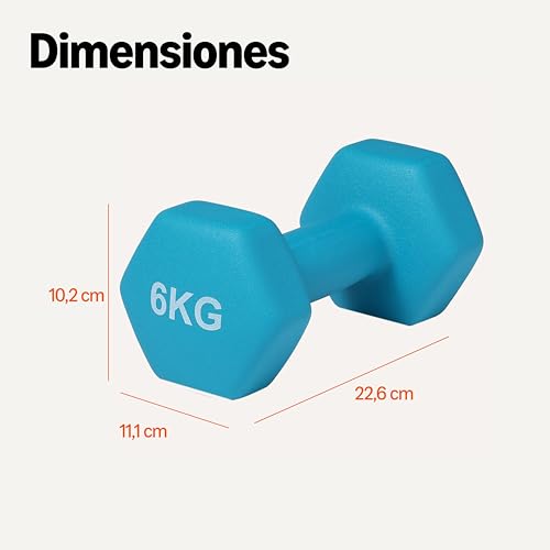 Detalle de Amazon Basics Mancuernas de Neopreno 6 kg (par) – conjunto resistente para casa