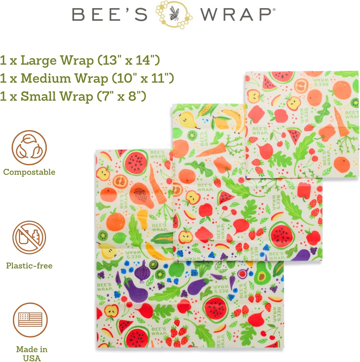 Detalle 2 de Bee's Wrap Beeswax Food Wraps 3-Pack