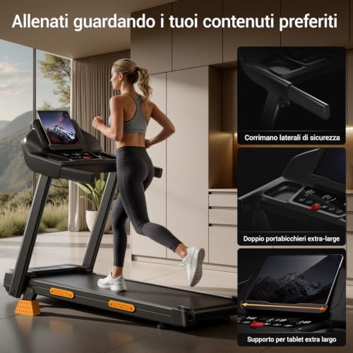 Detalle de CURSOR FITNESS CURSOR Tapis Roulant Salvaspazio con inclinazione 15% – allenamento domestico versatile