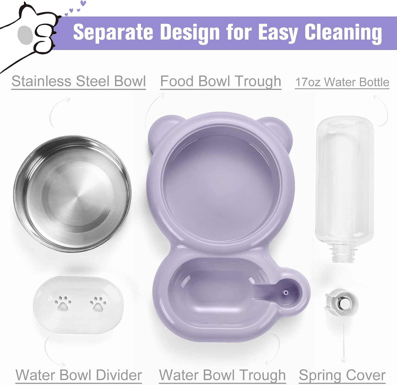 Detalle de Pet Bowl Set with Stainless Steel Bowl