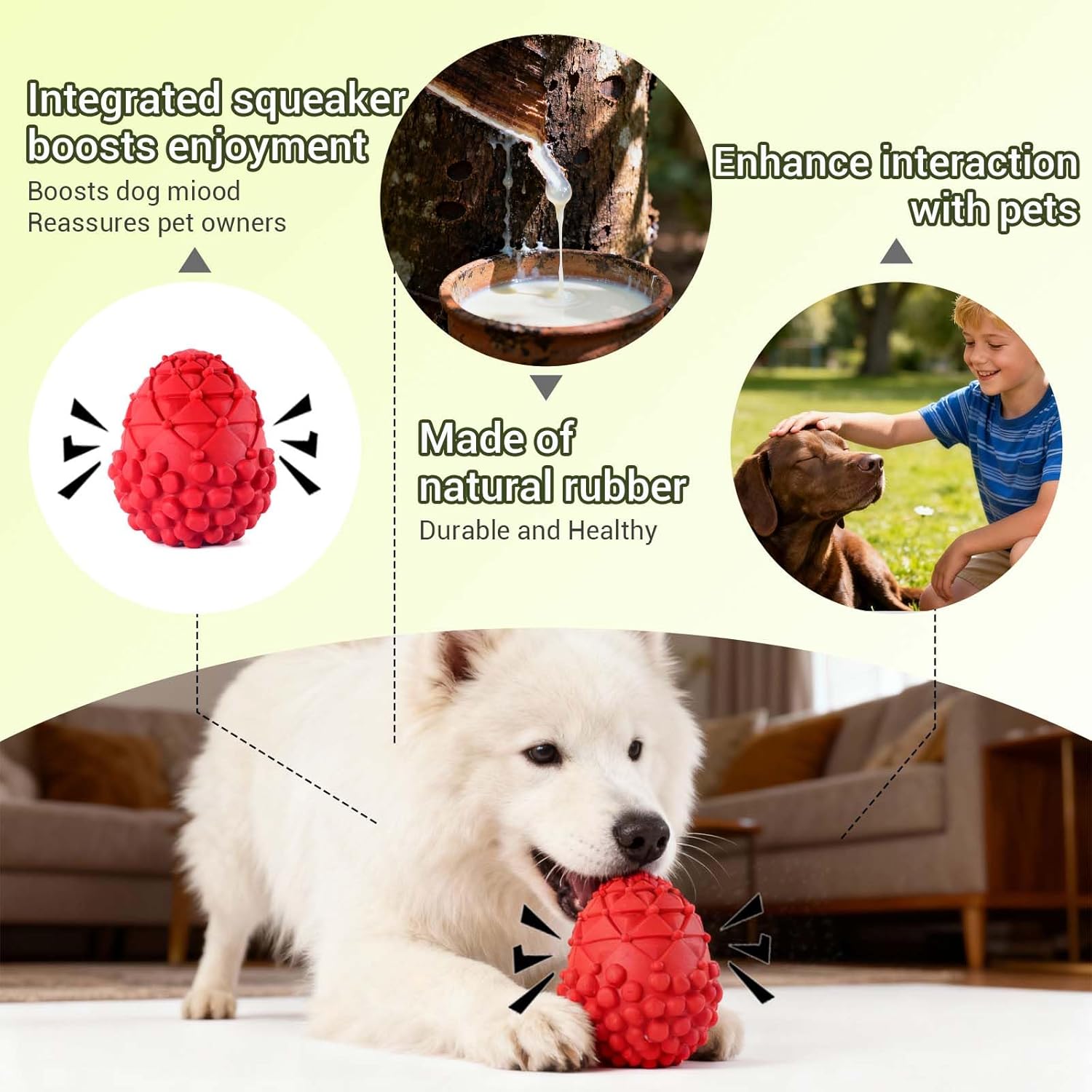 Thumbnail 2 de FSZMMJJ Indestructible Pinecone Squeaky Dog Chew Toy (Red) for Aggressive Chewers