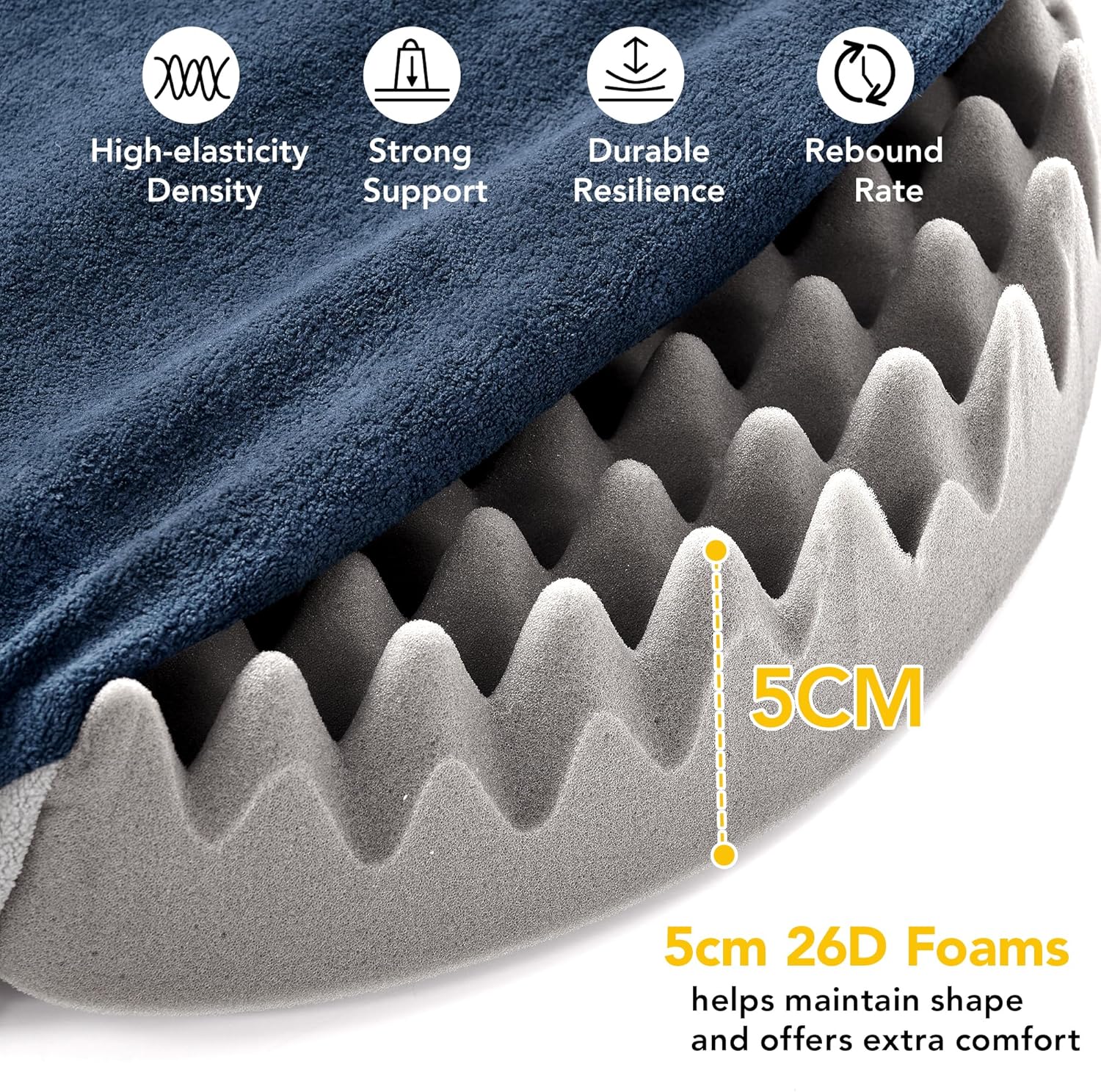 Thumbnail 2 de Deconovo lit orthopédique pour chien 51 x 51 x 15 cm – coussin moelleux bleu marine et gris clair