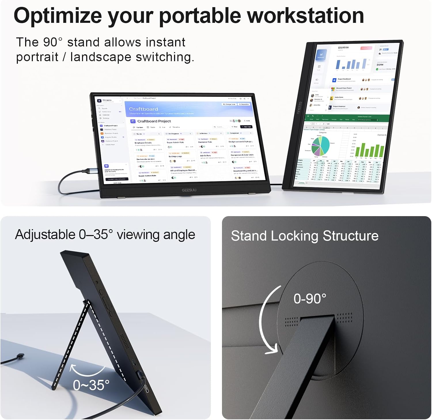 Detalle 2 de GEESUU Portable Monitor 15.6-inch