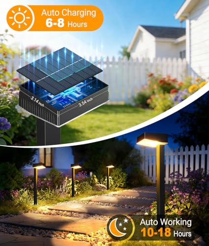 Thumbnail 6 de RECHOO 6 Stück Solarlampen für Außen – Kabellose Gartenbeleuchtung mit 1200mAh Akku und 2 Lichtmodi