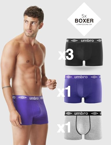 Thumbnail 2 de Umbro Mutande Boxer Uomo 100% Cotone, Set da 5 – Nero (L)