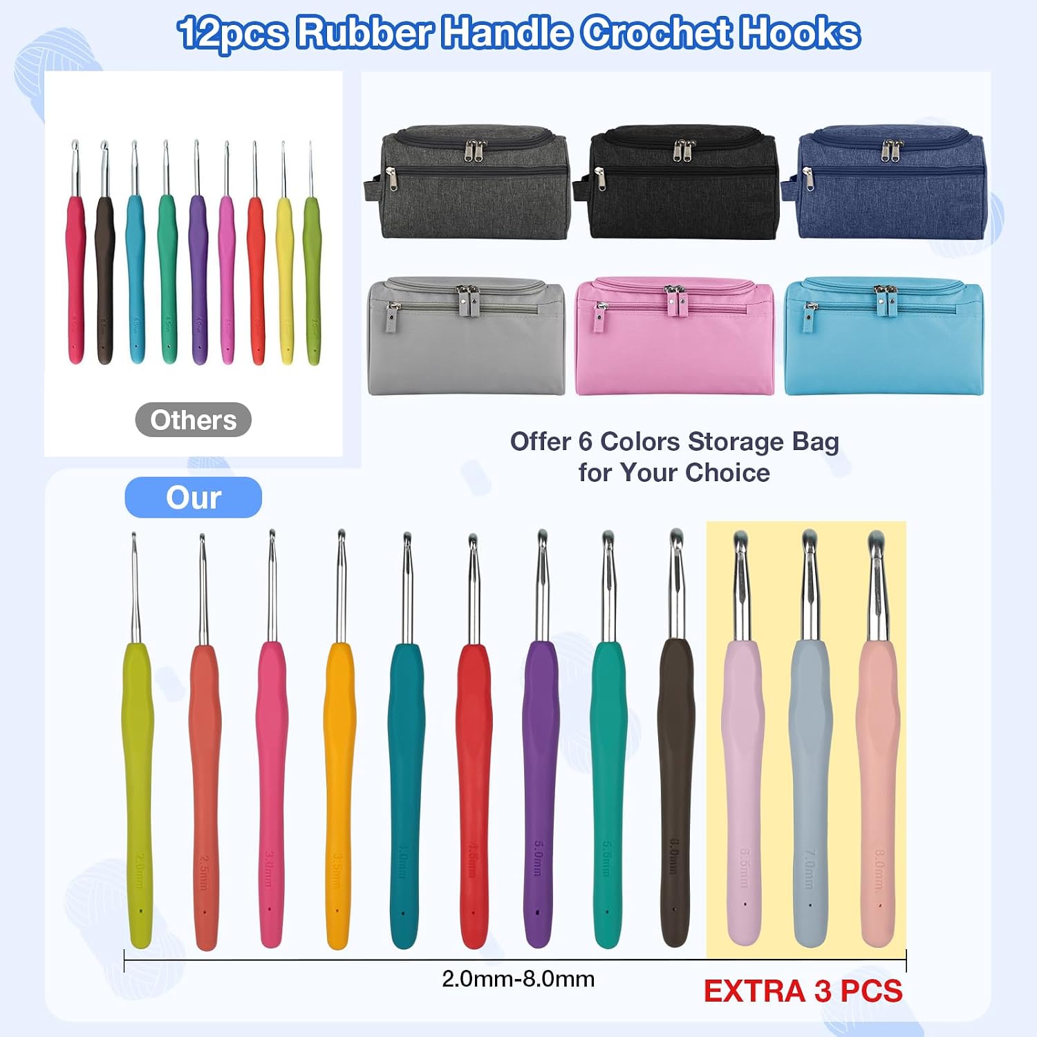 Detalle de YINVA Crochet Kit 15 Colours 25g balls