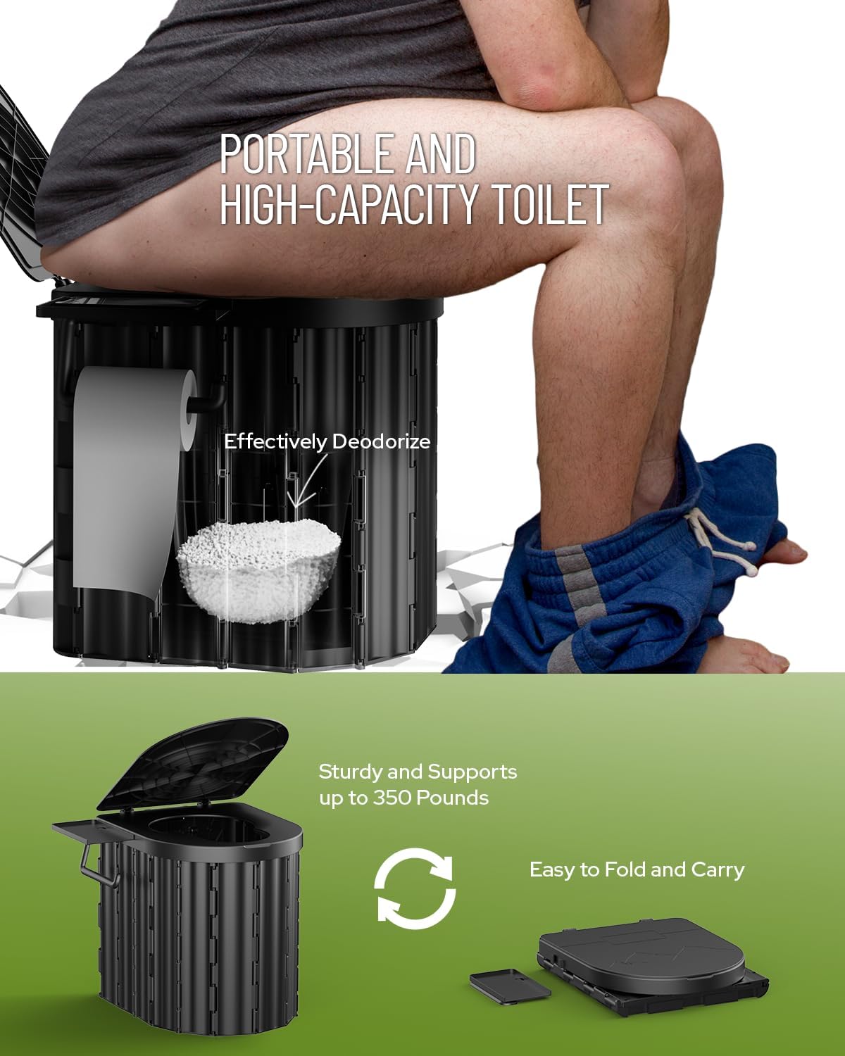 Thumbnail 4 de Portable Camping Toilet Kit with 22-Inch Storage Bag