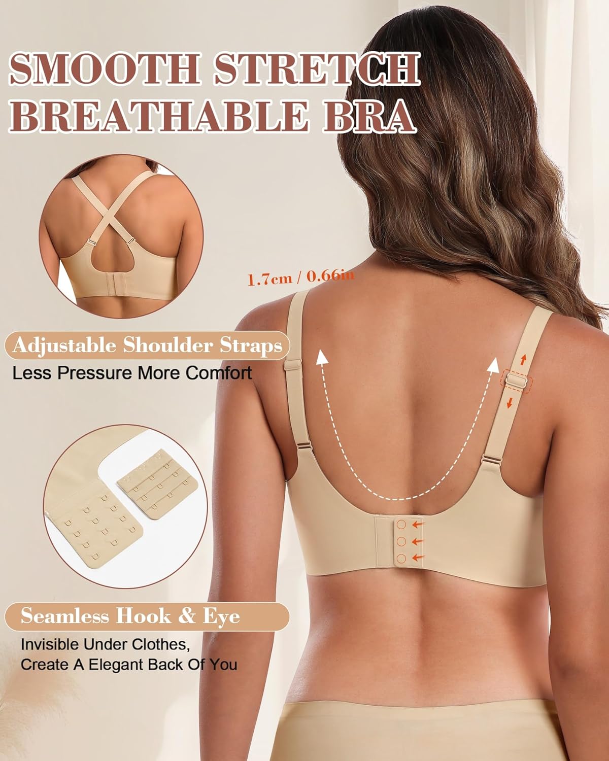Detalle de HORISUN BH ohne Bügel – Nahtloser Vollbralette-Style mit Unterstützung für Große Brüste