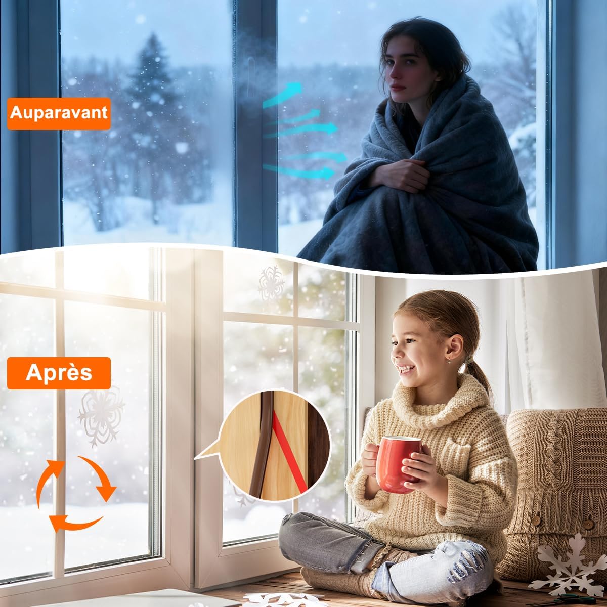 Thumbnail 3 de Joint porte-fenêtre Type D TPE autocollant 7 m 🏠