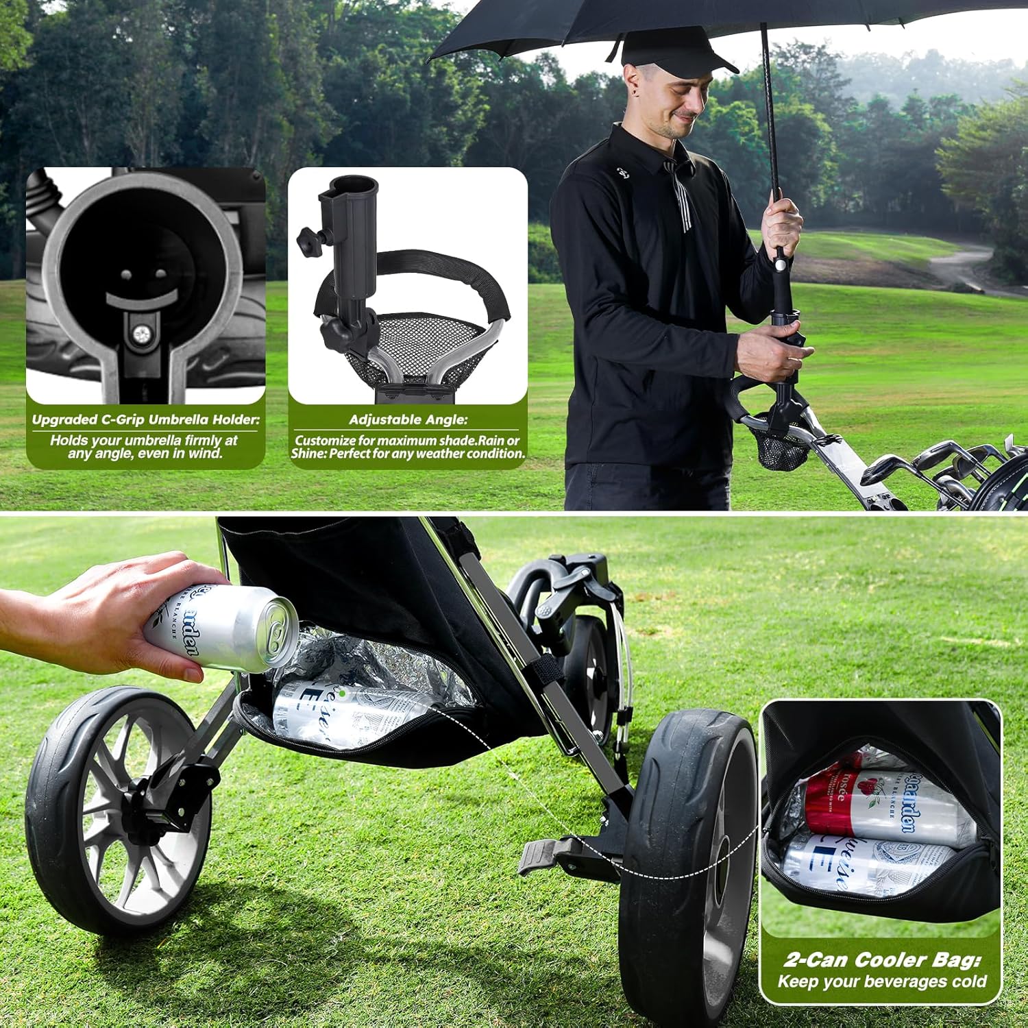 Thumbnail 5 de Tedycatt 360 Golf Pull Cart: Lightweight 3-Wheel Folding Caddy