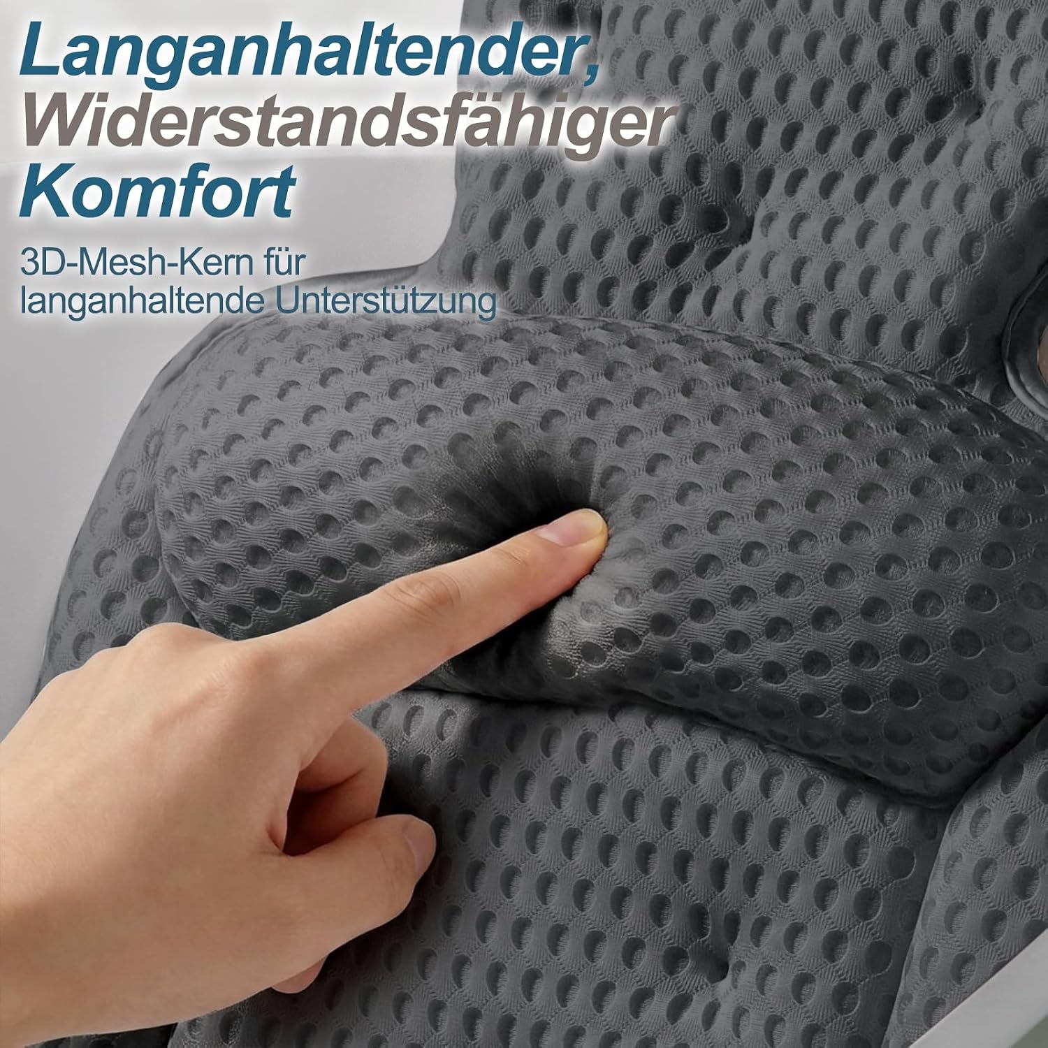 Thumbnail 4 de Badewannenkissen für Kopf, Nacken und Rücken – 54 Saugnäpfe, 3D Air Mesh Grau