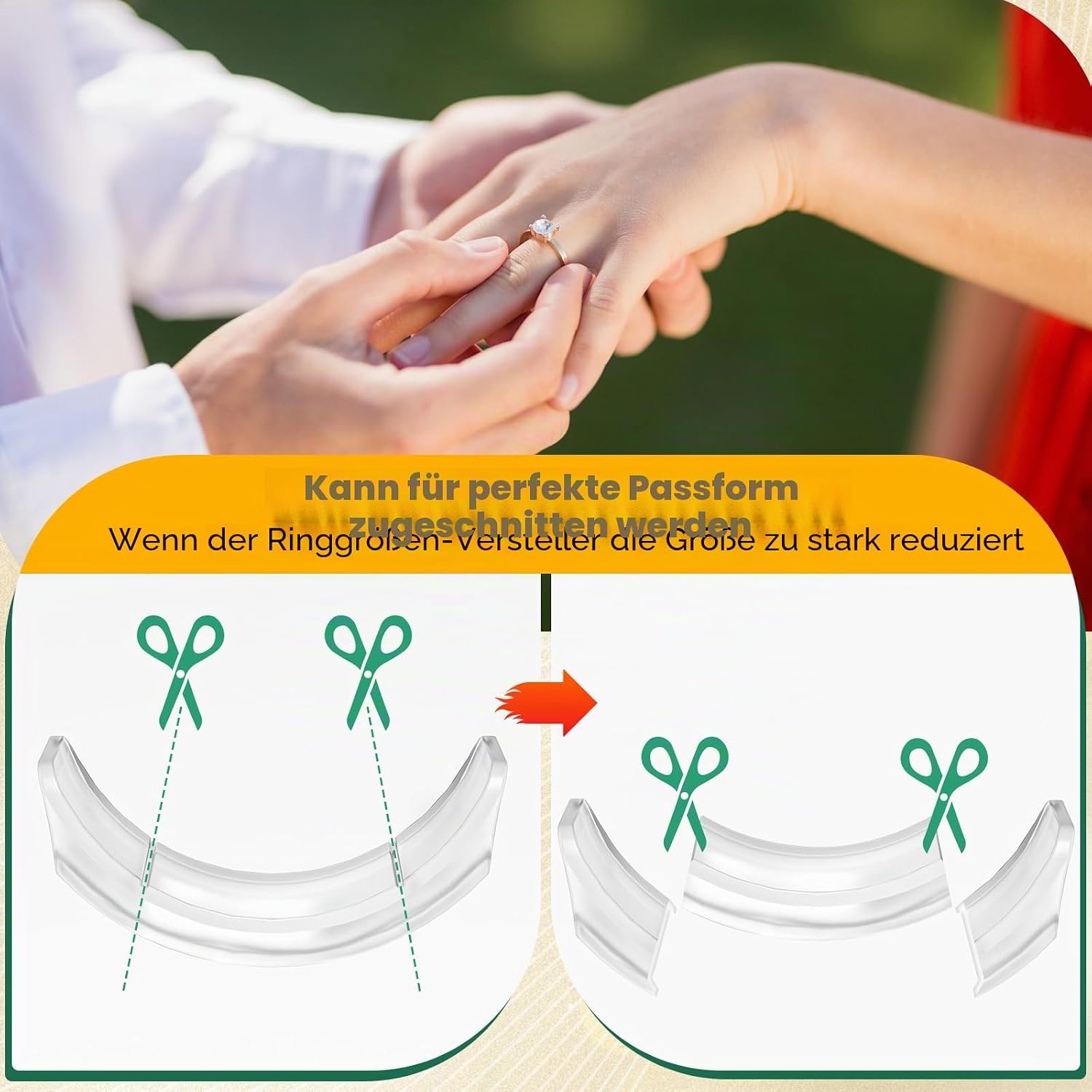 Detalle 2 de Ringverkleinerer 14-teilig für breite Ringe aus Silikon