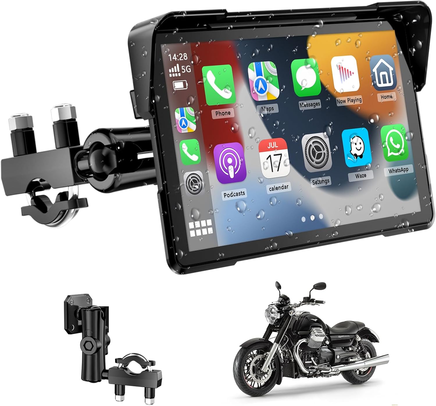 Detalle de Pantalla Moto Carplay 7” táctil impermeable