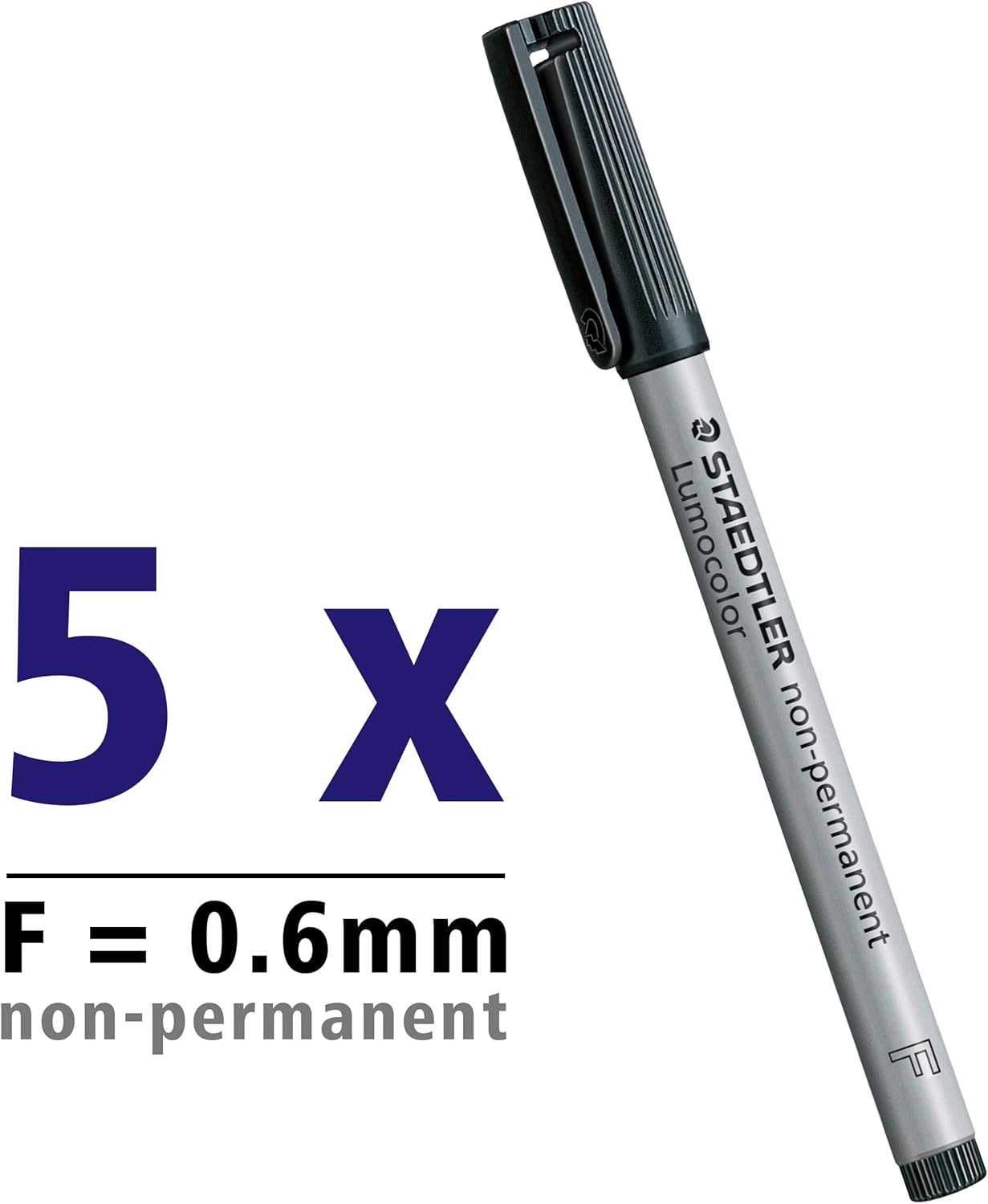Detalle de Staedtler Feutre Lumocolor non-permanent – kit de 5 feutres noirs (F 0,6 mm), rechargeables