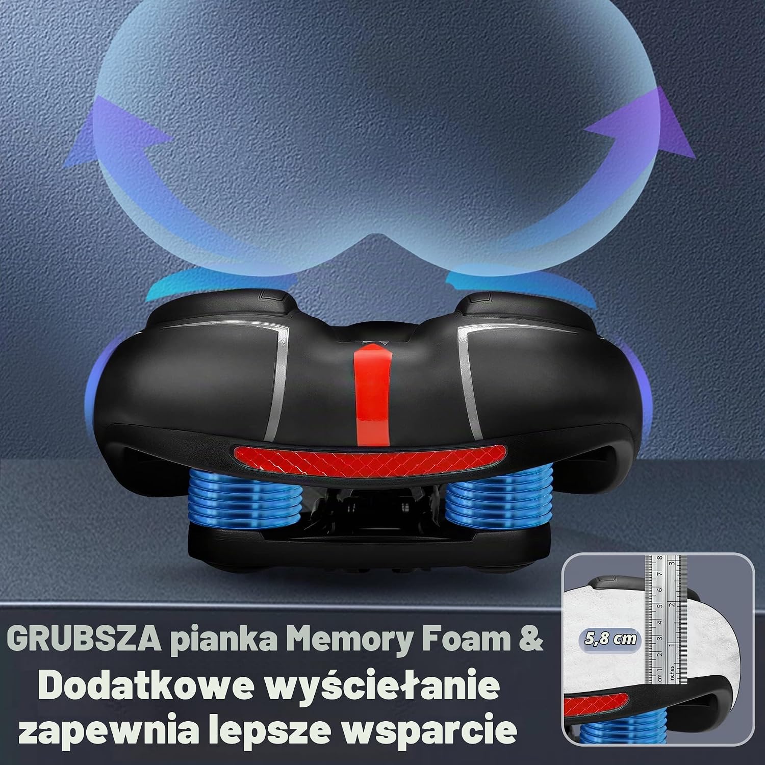Detalle de IPOW szerokie siodełko rowerowe z pianką memory i podwójną amortyzacją