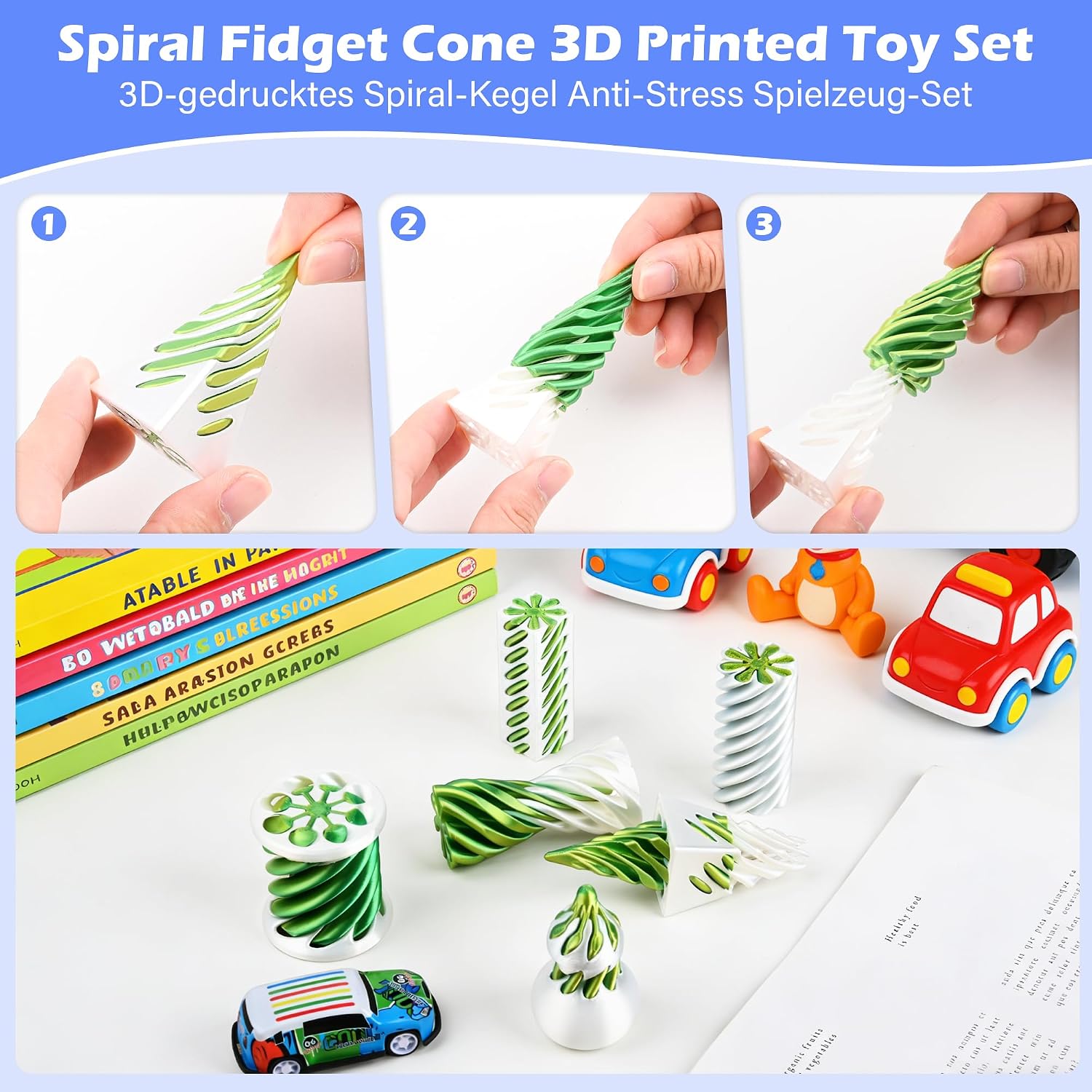 Detalle de meshcraft 3D-Printed Spiral Cone Fidget Toy Set, 6 Pieces, PLA