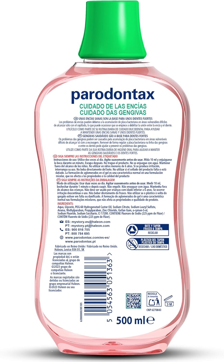 Thumbnail 1 de Parodontax Herbal Enjuague Bucal Sin Alcohol 500 ml 🦷