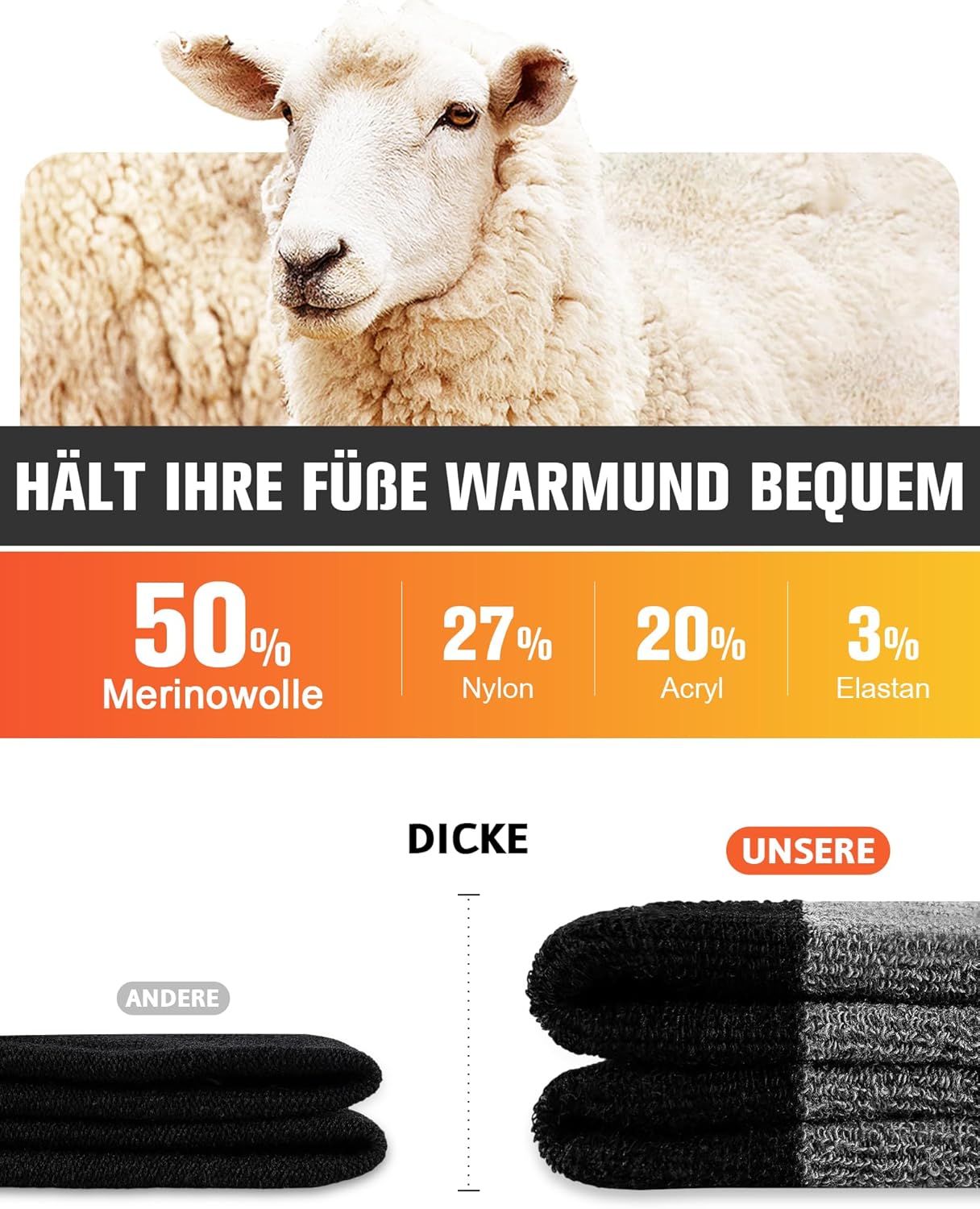 Thumbnail 1 de SockWaddles Merino Wandersocken 3 Paar