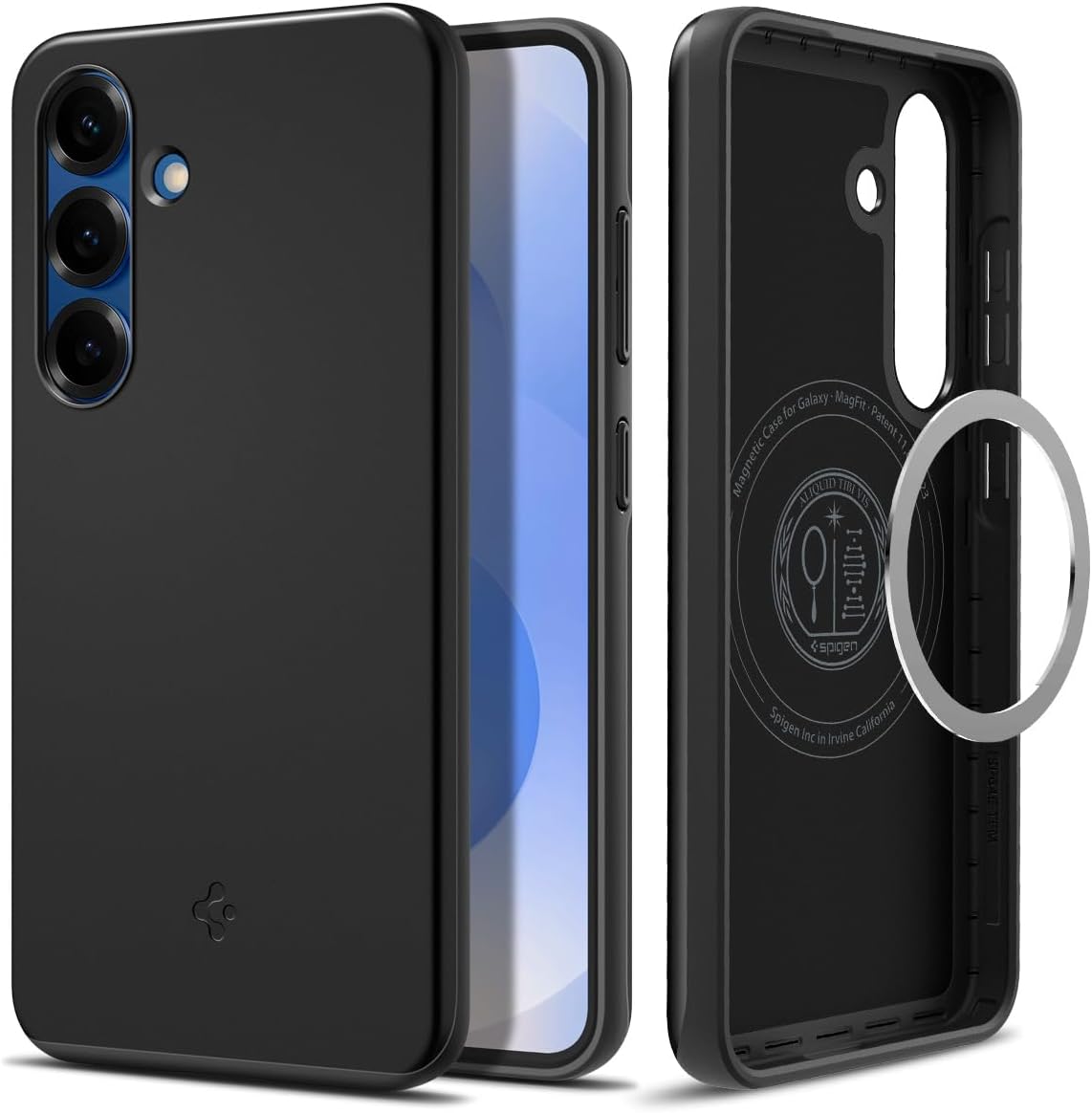 Detalle de Spigen Cover Thin Fit MagFit per Samsung Galaxy S25 – Cover sottile nera con Air Cushion