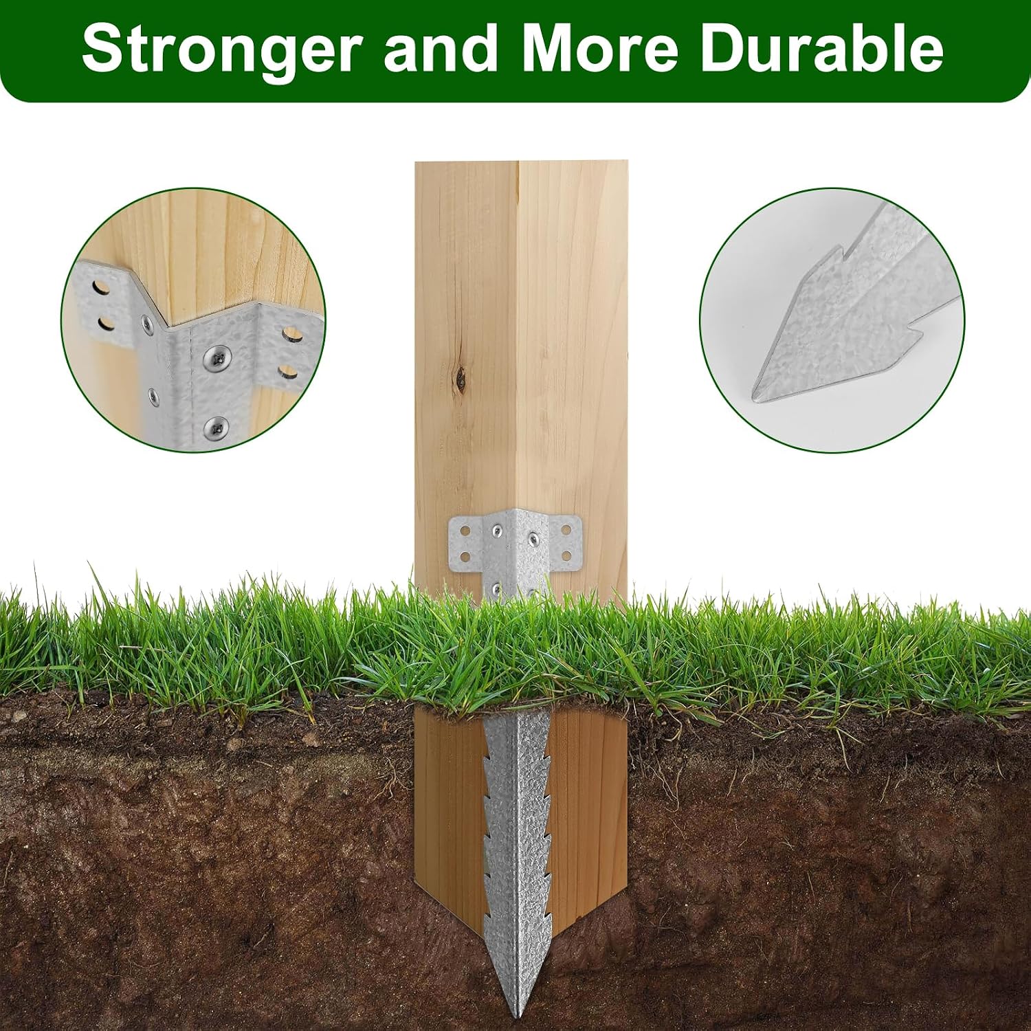 Thumbnail 5 de Dijia Small Railway Sleeper Brackets [20 Pack] – Heavy Duty Galvanised Steel Sleeper Stakes for Garden Edging & Timber Raised Beds