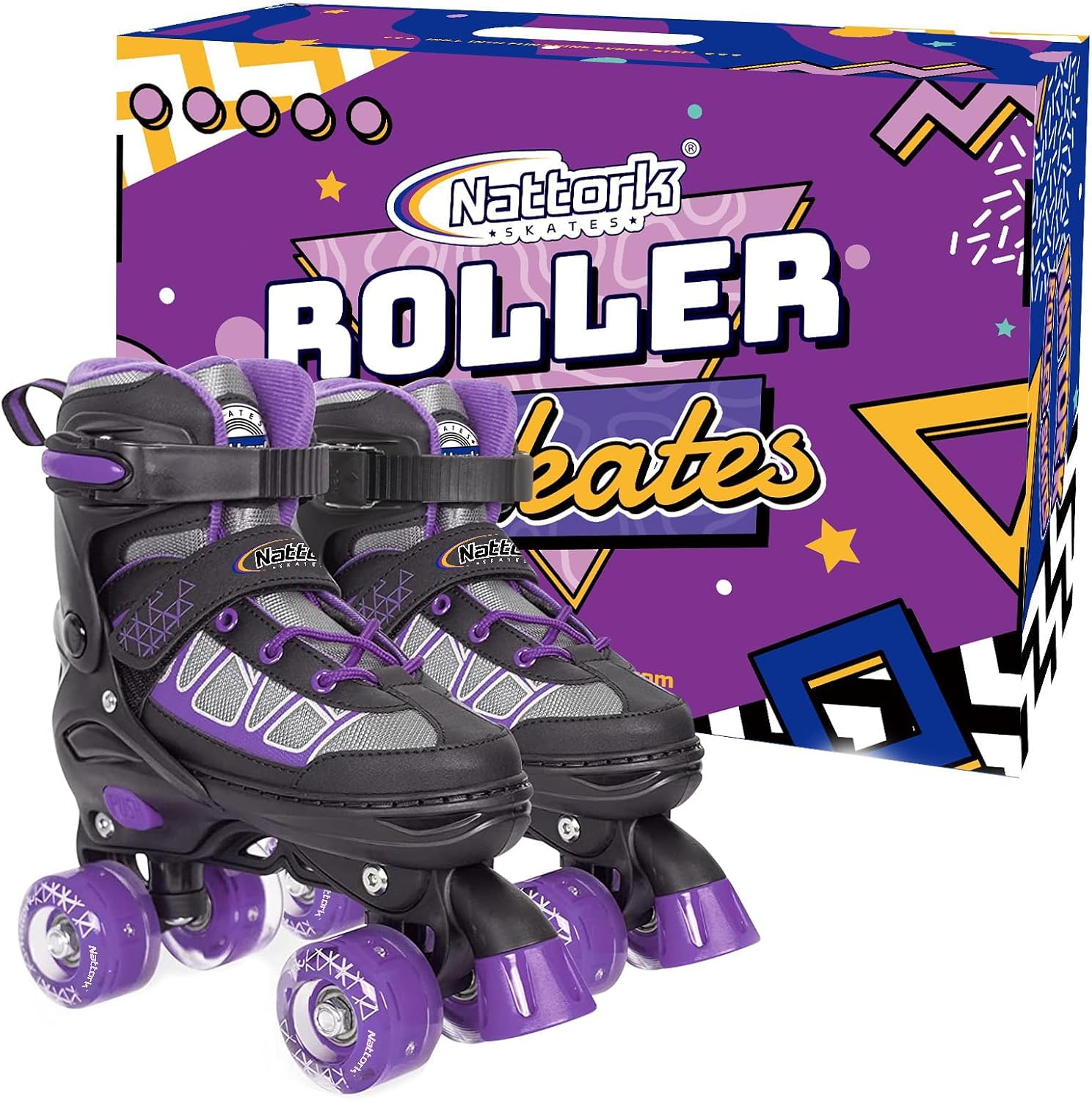 Detalle de Nattork Adjustable Roller Skates for Kids (4 Size Adjustable) with Light-Up Wheels