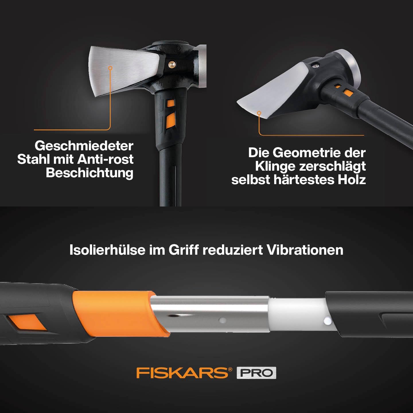 Thumbnail 3 de Fiskars Spaltaxt IsoCore XXL – 92 cm, Kopfgewicht 3,6 kg, Schwarz/Orange
