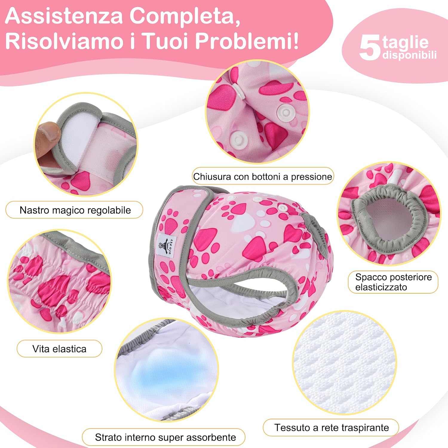 Detalle de UFO PET Mutandine Cane Femmina Calore Lavabili XL (3 Pezzi) – Pannolini per Cani in Calore