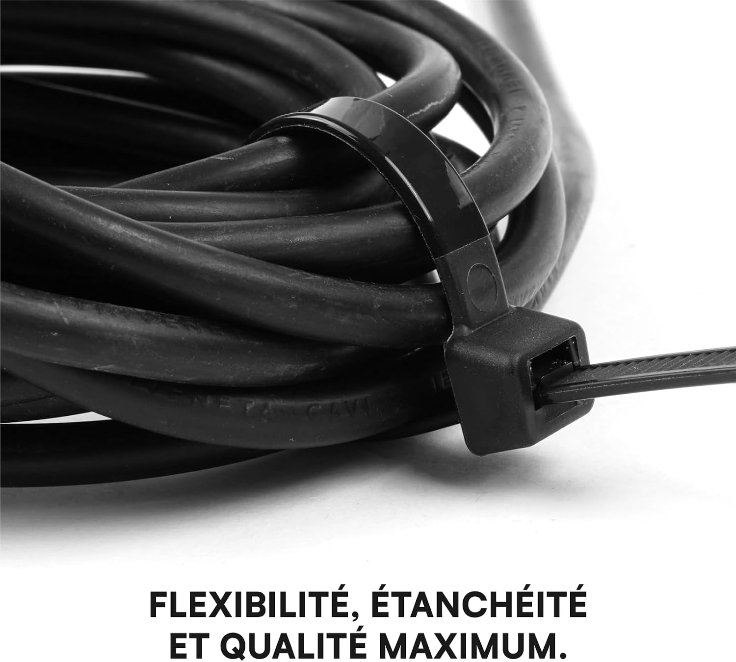 Detalle de 400 Serres Câbles Noirs 200 mm x 2,5 mm en Nylon 6,6 (PA66) autobloquants – Colliers de Serrage